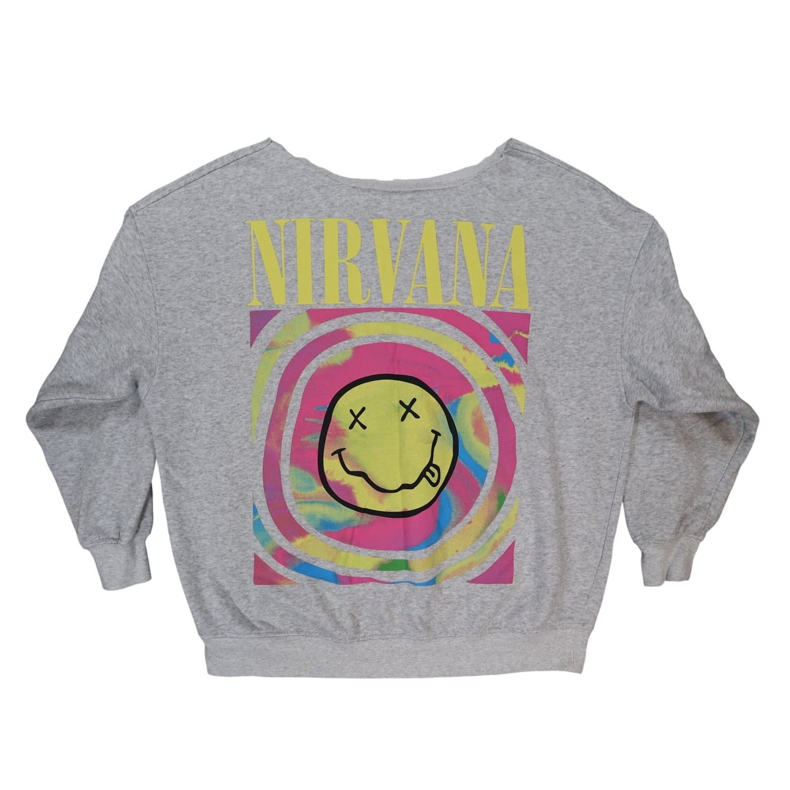 Nirvana Sweatshirt Womens Large Gray Excellent Graphic Print