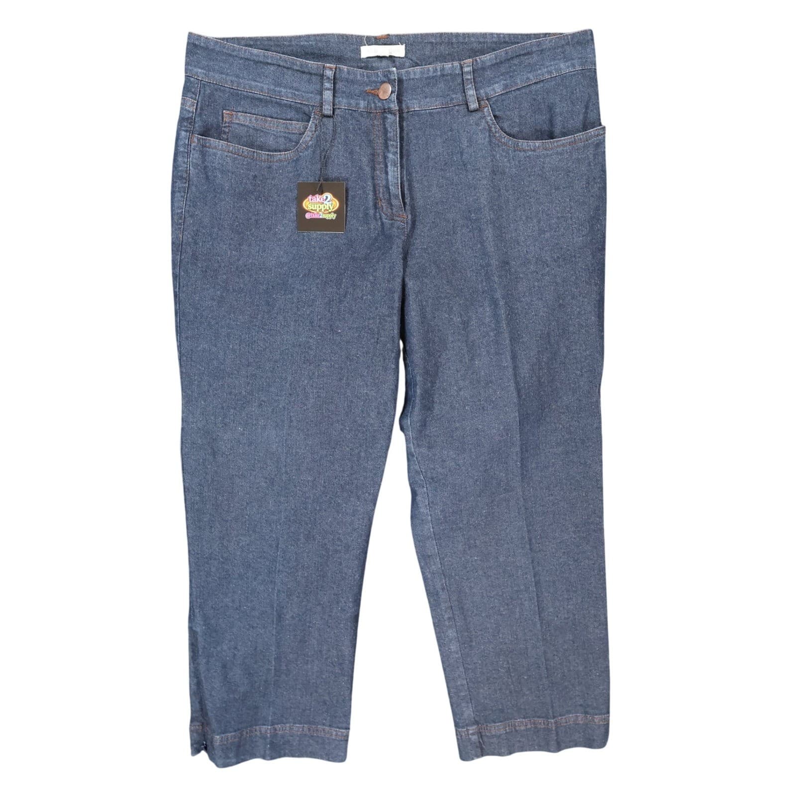 Eileen Fisher Pants Womens Medium Blue Excellent Cropped Denim Trousers