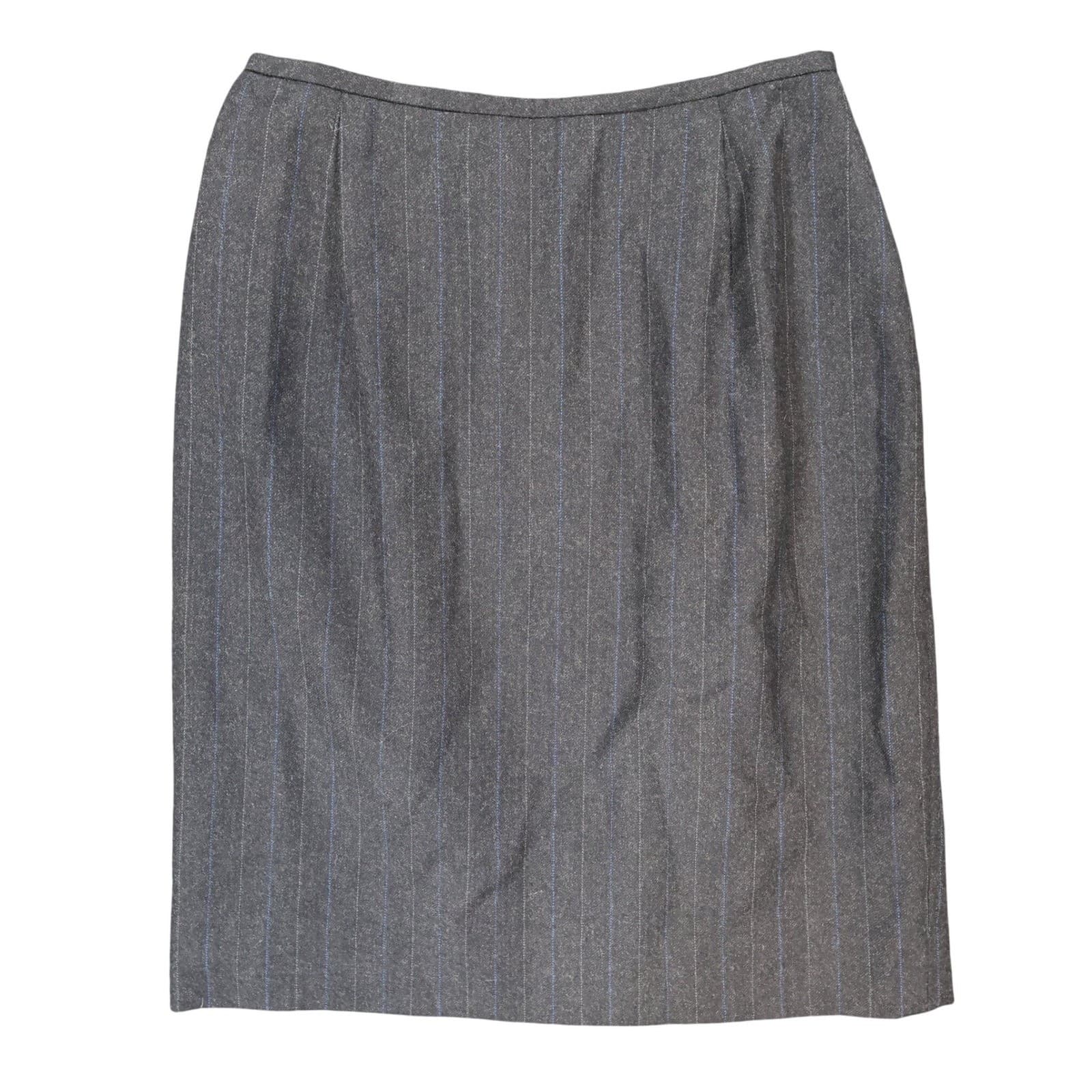 Lauren Ralph Lauren Pencil Skirt Womens 2P Gray Excellent Pinstripe Wool