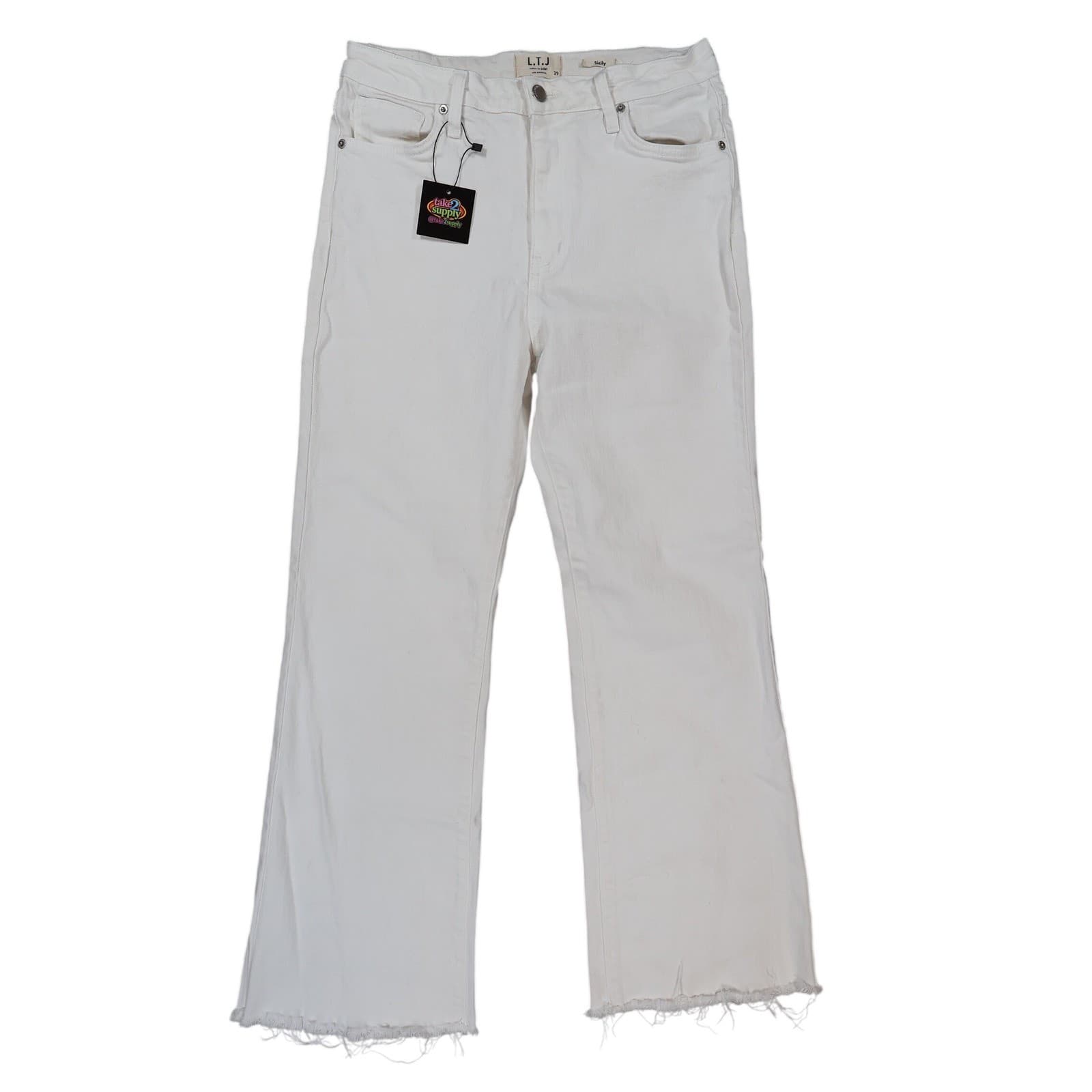 L.T.J Denim Jeans Womens 29 White Excellent Raw Hem Flare