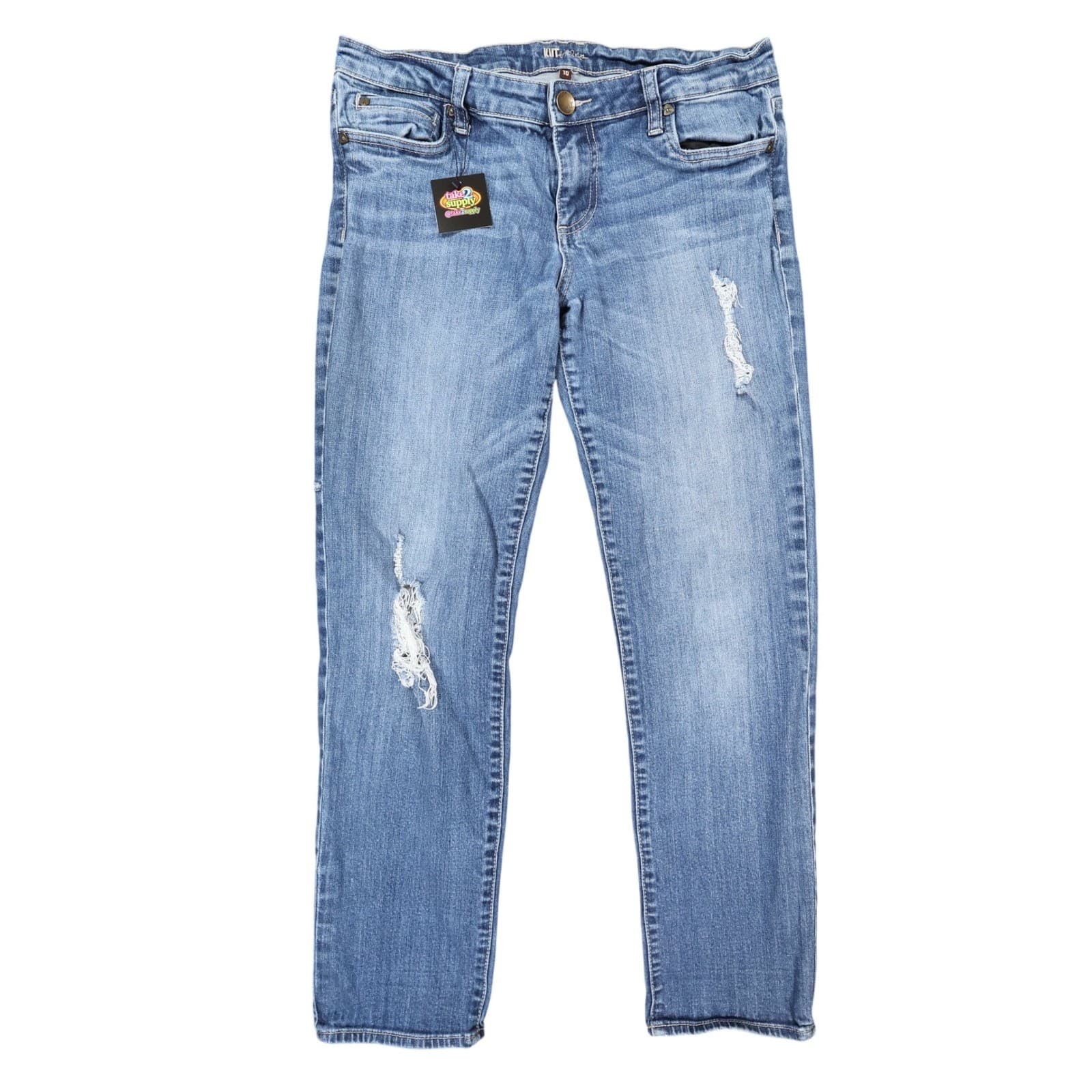 Kut from the Kloth Jeans Womens 10 Blue Excellent Distressed Straight Leg