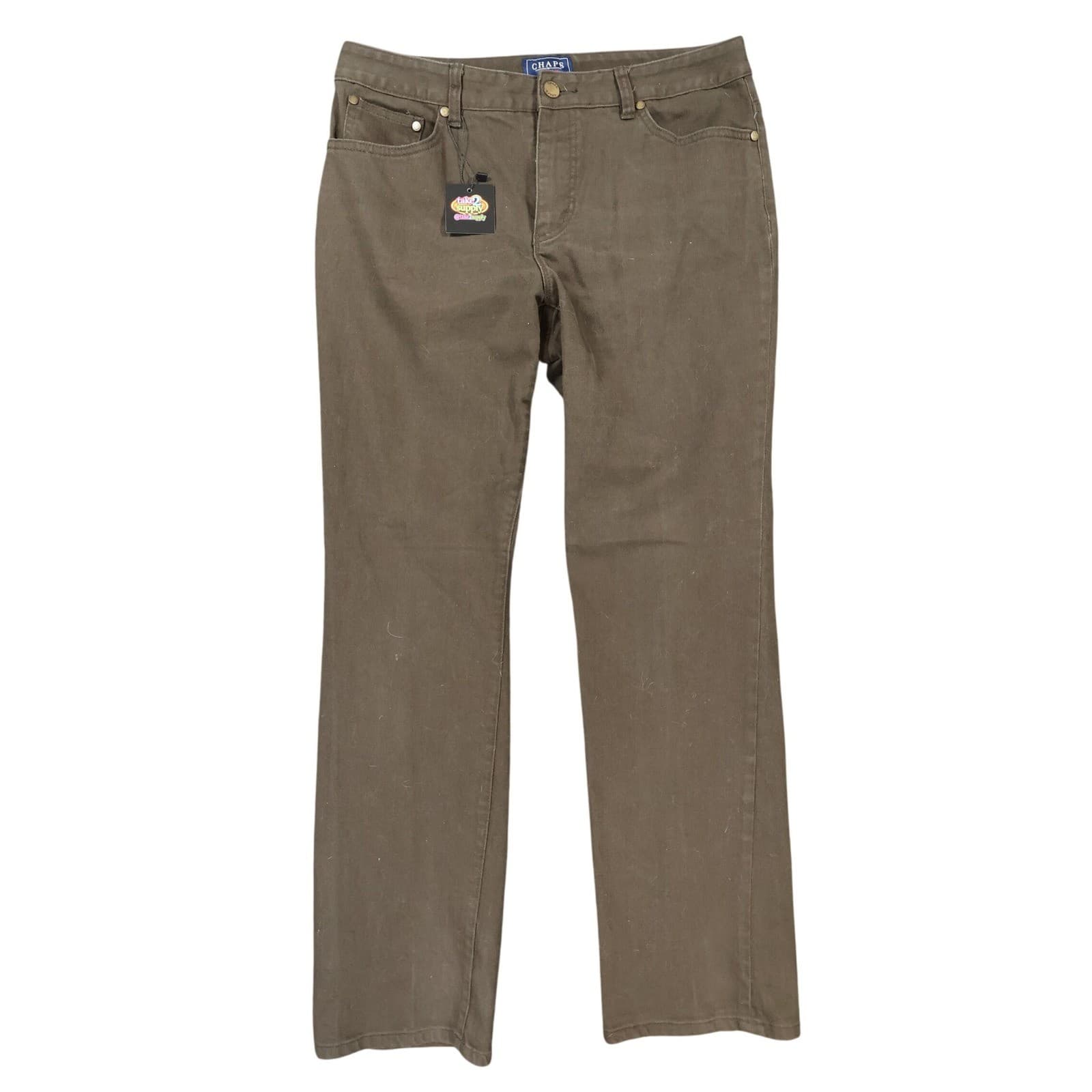 Chaps Denim Pants Womens 12 Brown Excellent Straight Leg Stretch