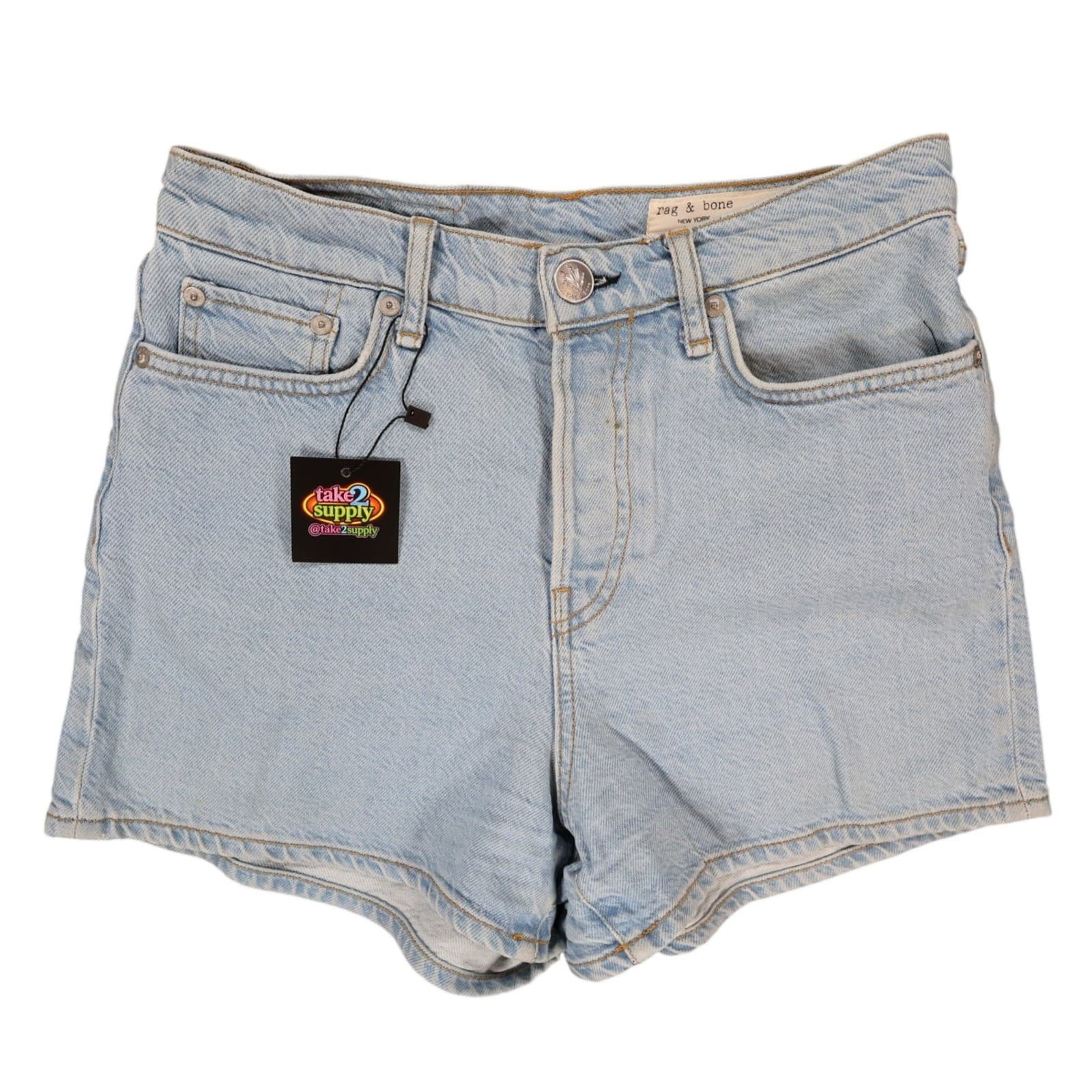 Rag & Bone Maya High-Rise 4 Short Womens 26 Blue Excellent Denim Shorts