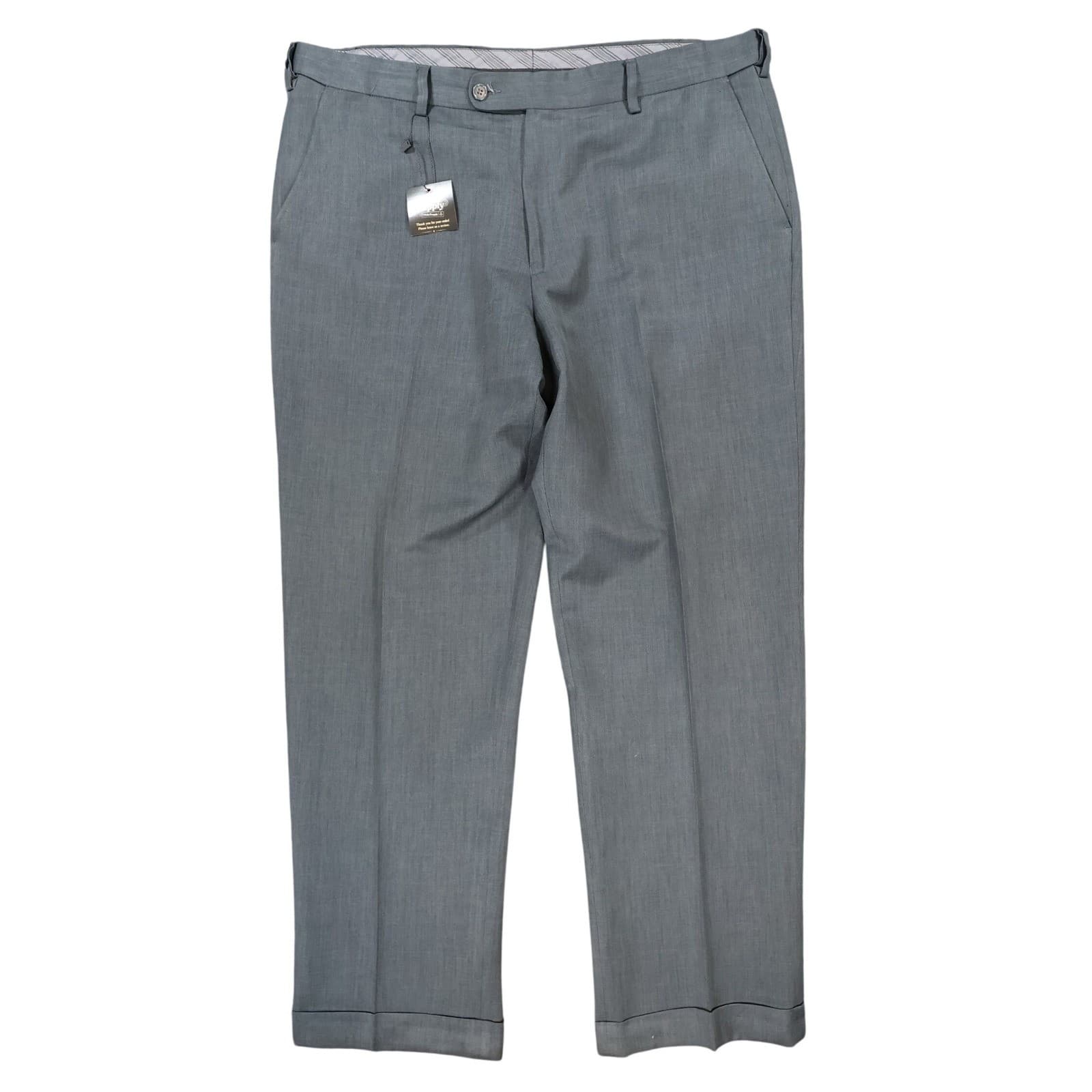 Enro Dress Pants Mens 40 Gray Excellent Cuffed Flat Front