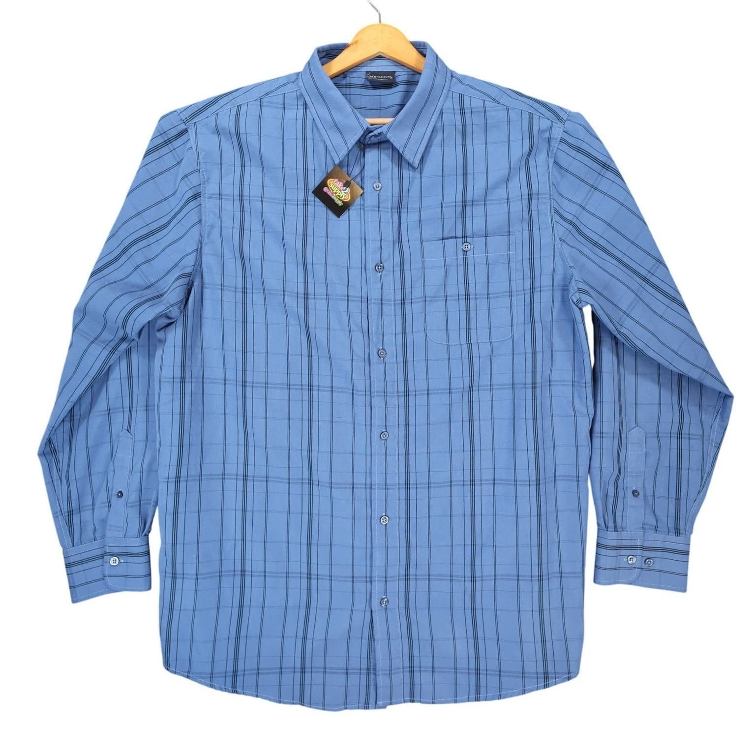 R&R Casual Button Down Mens XXL Blue Excellent Plaid Pattern