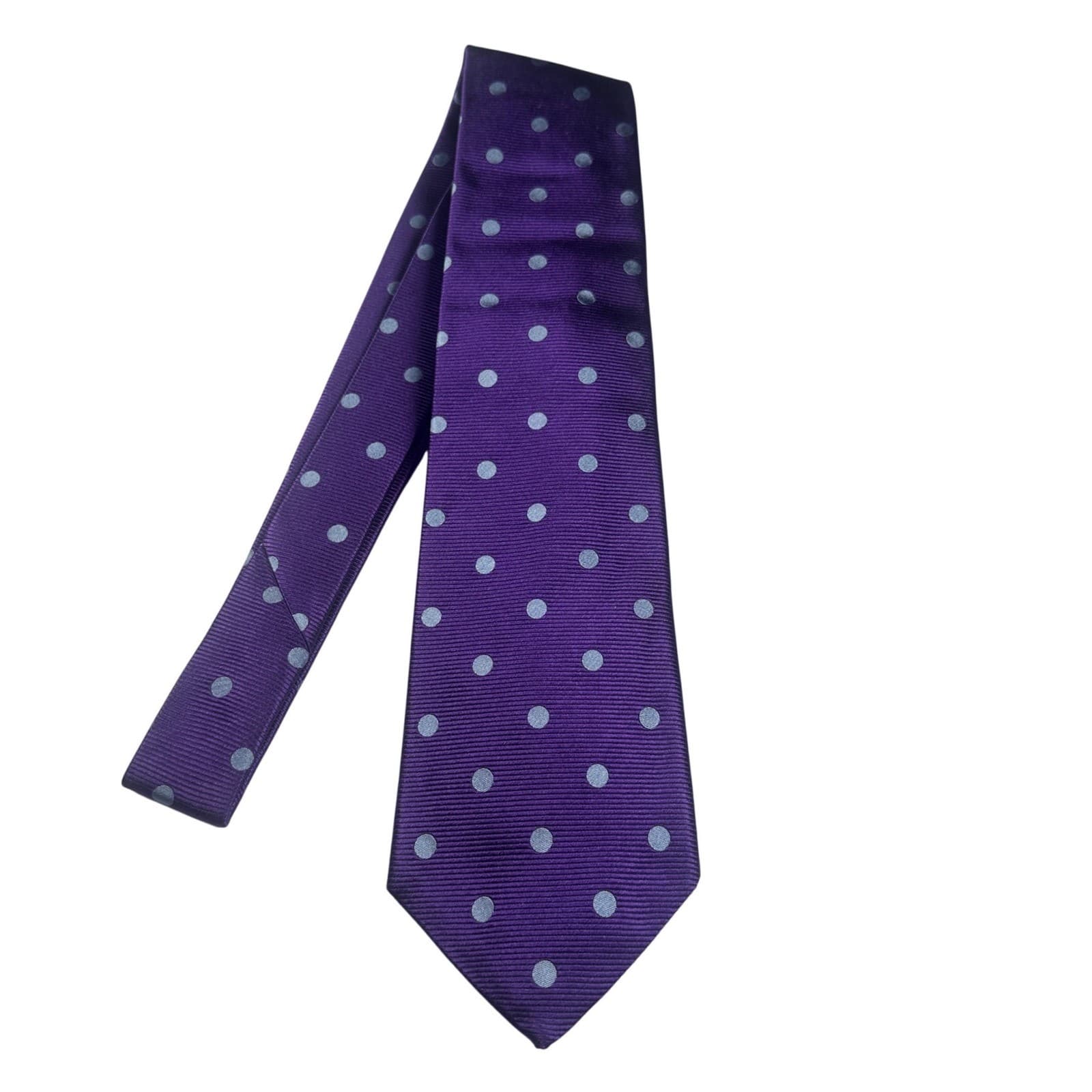 Paul Fredrick Mens Silk Polka Dot Tie Purple Light Blue Formal Necktie