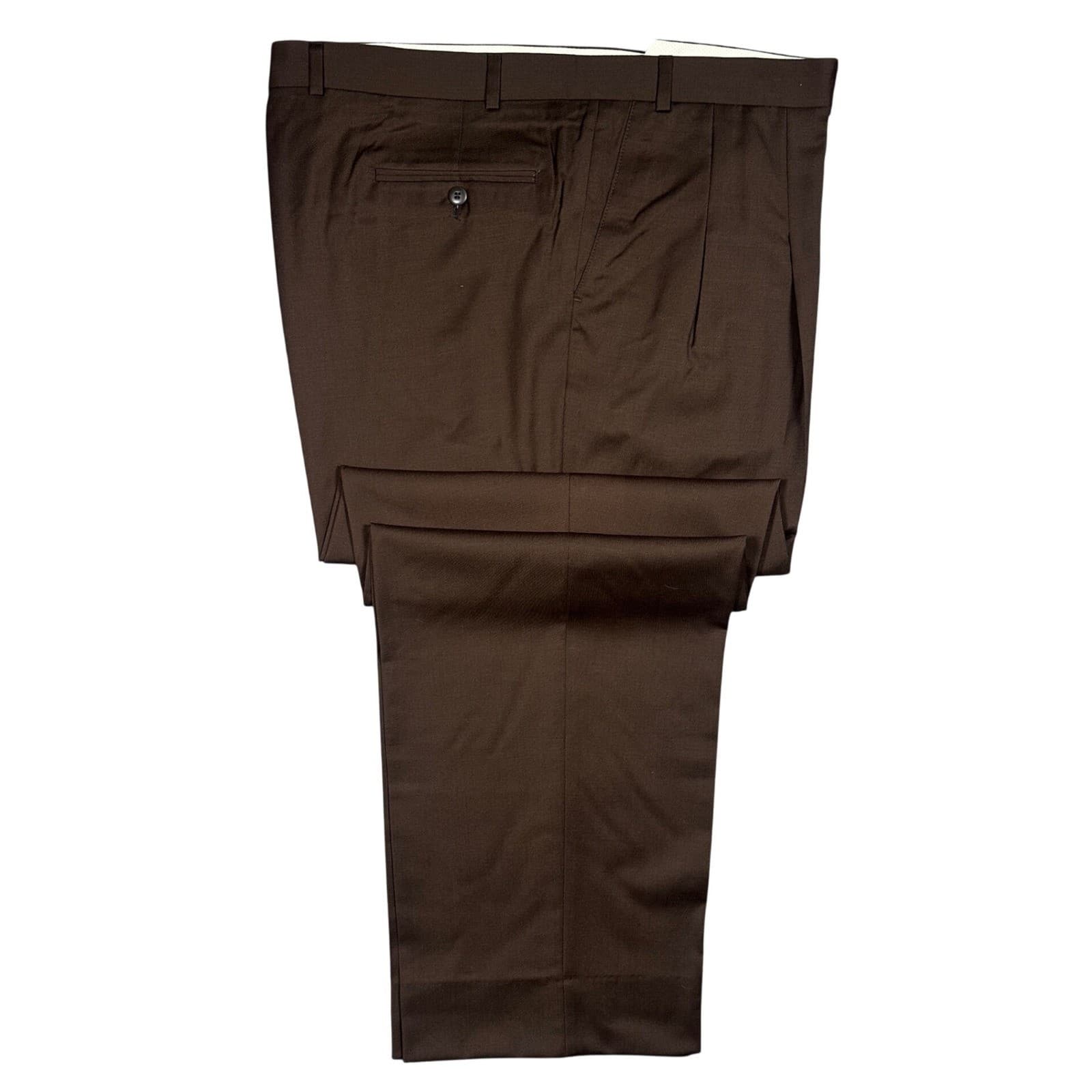 Carlo Mandrone Dress Pants Mens 44L Brown Super 110s Wool Pleated