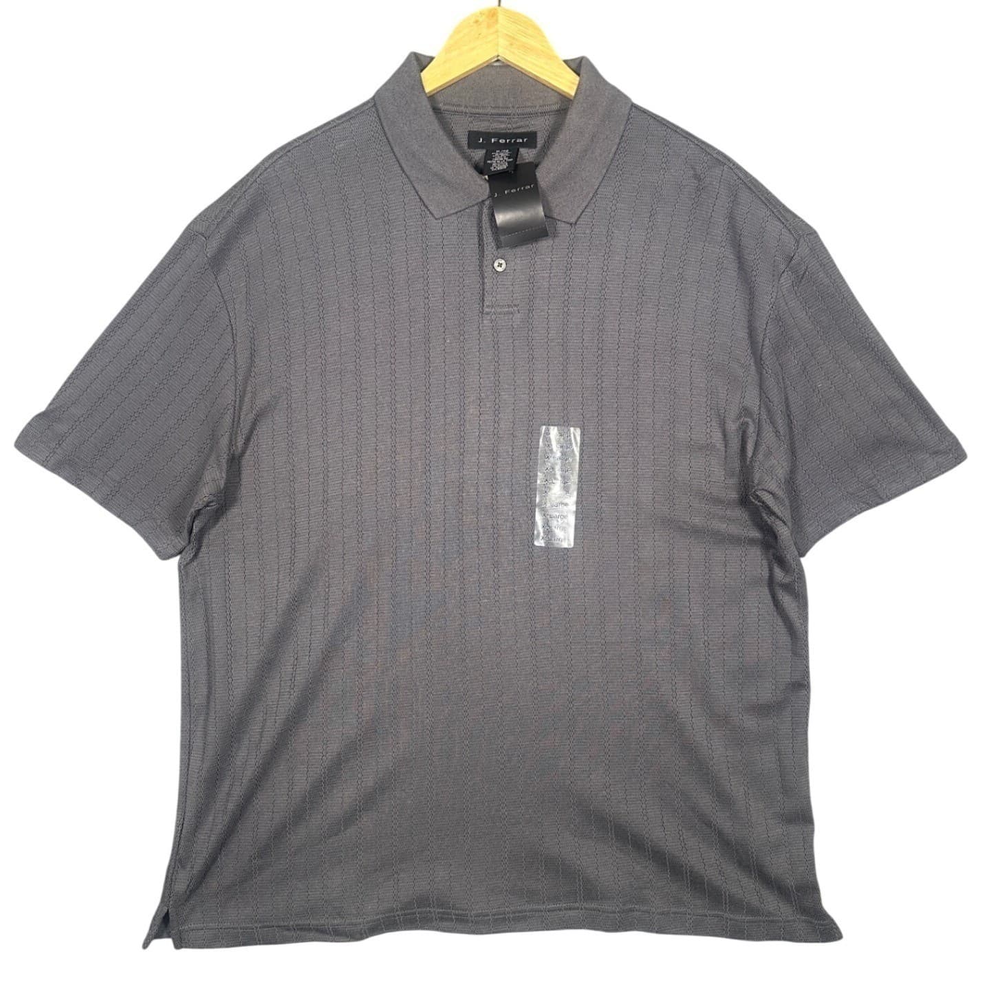 J Ferrar Mens Gray Textured Stripe Short Sleeve Polo Shirt XL NWT