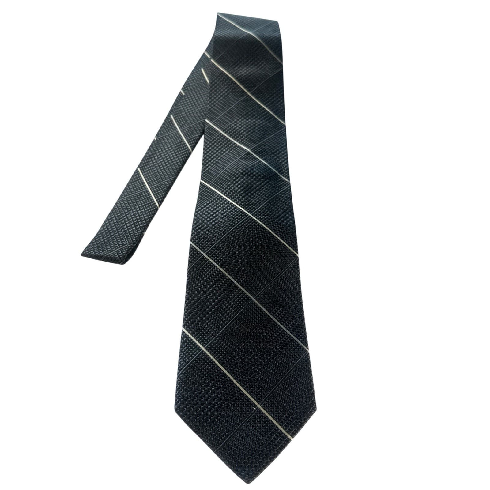 Paul Fredrick Men's Silk Tie Charcoal Gray Woven Pattern Formal Business