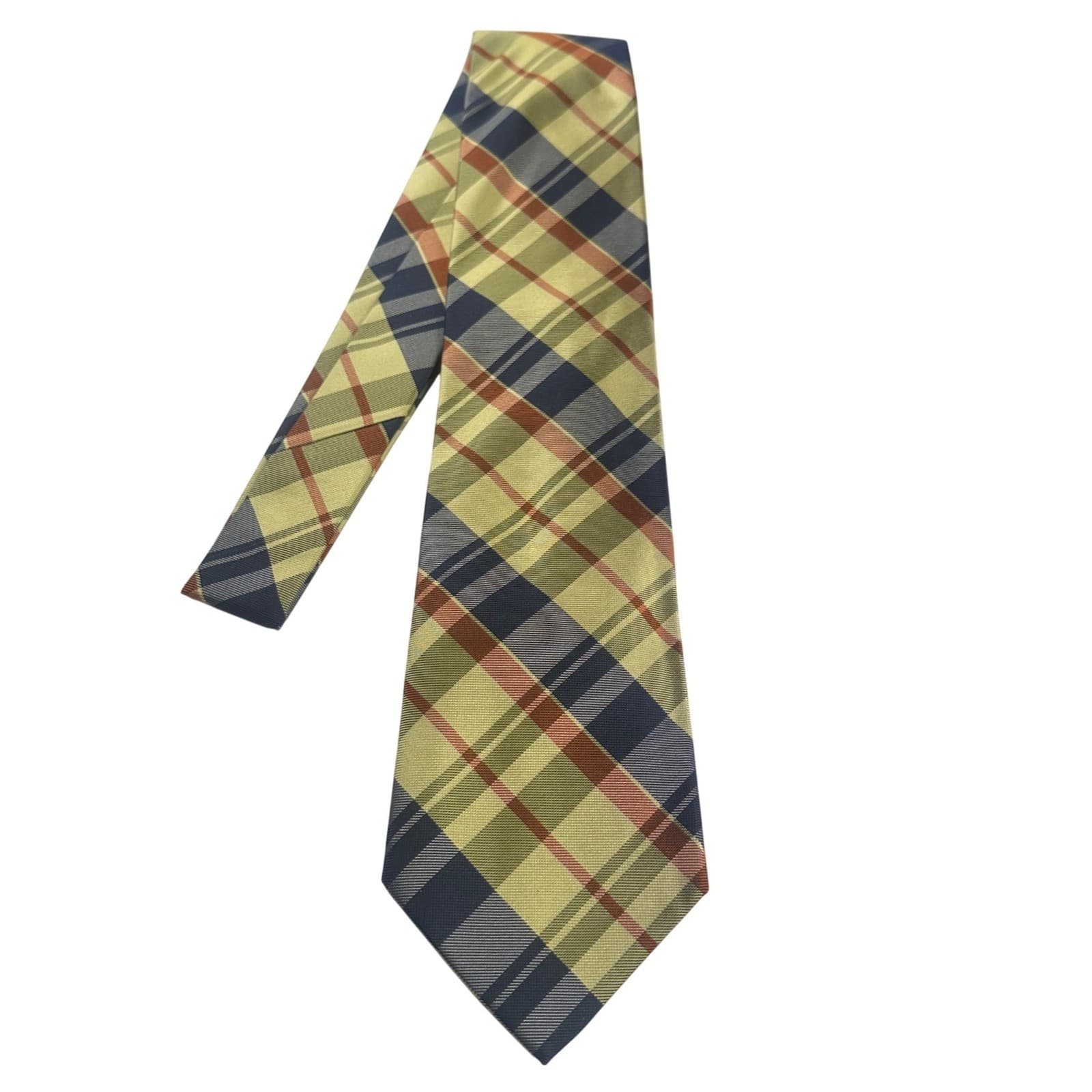 Paul Fredrick Mens Plaid Italian Silk Hand Tailored Neck Tie Made in USA NWT