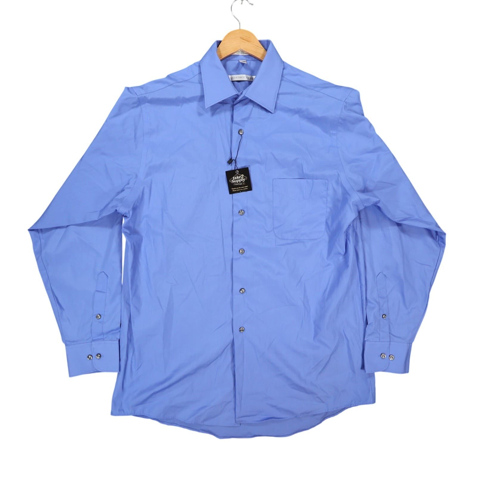 Geoffrey Beene Button Up Mens 16.5 34/35 Blue Excellent Long Sleeve Solid