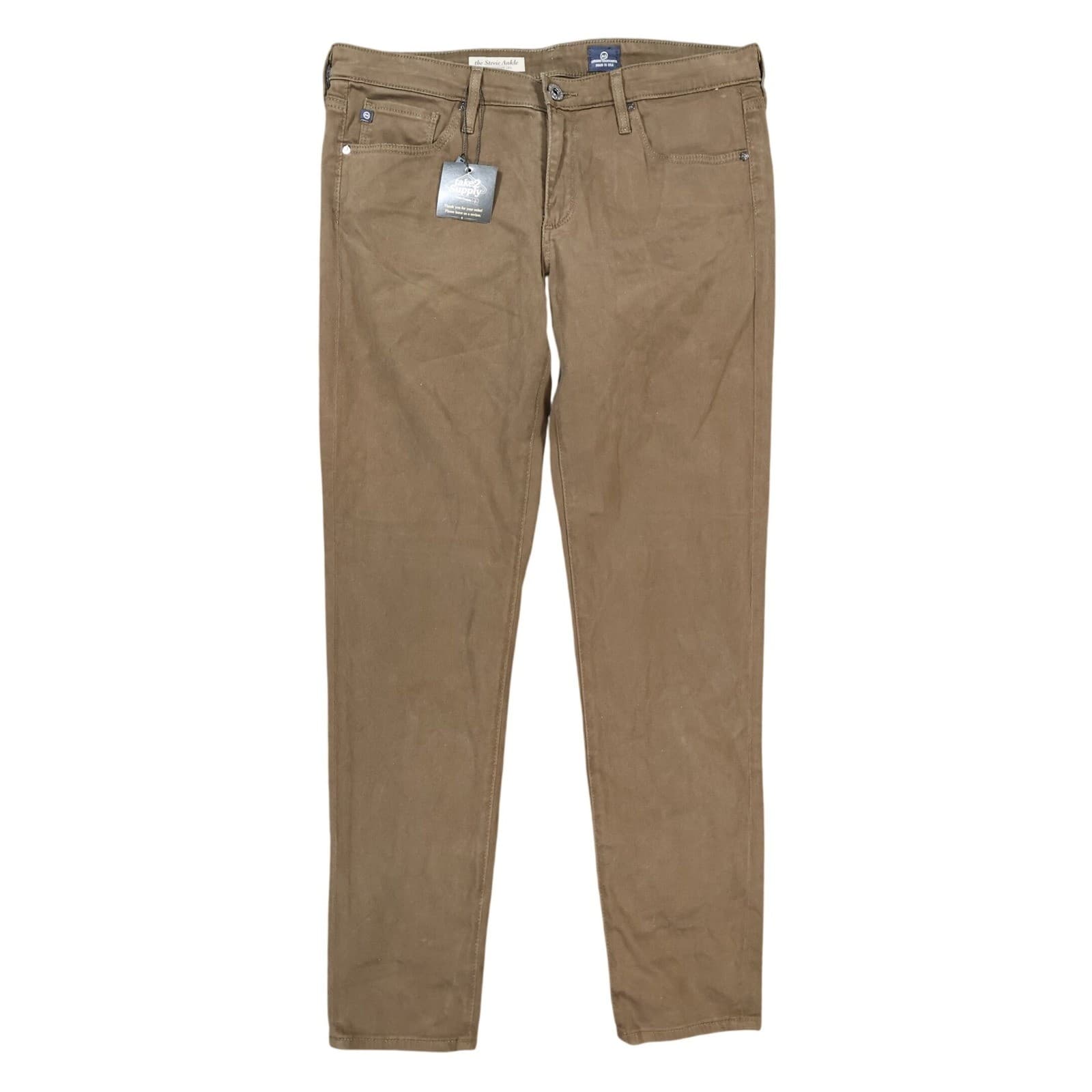 AG Adriano Goldschmied Stevie Ankle Womens 29R Brown Excellent Slim Straight Leg
