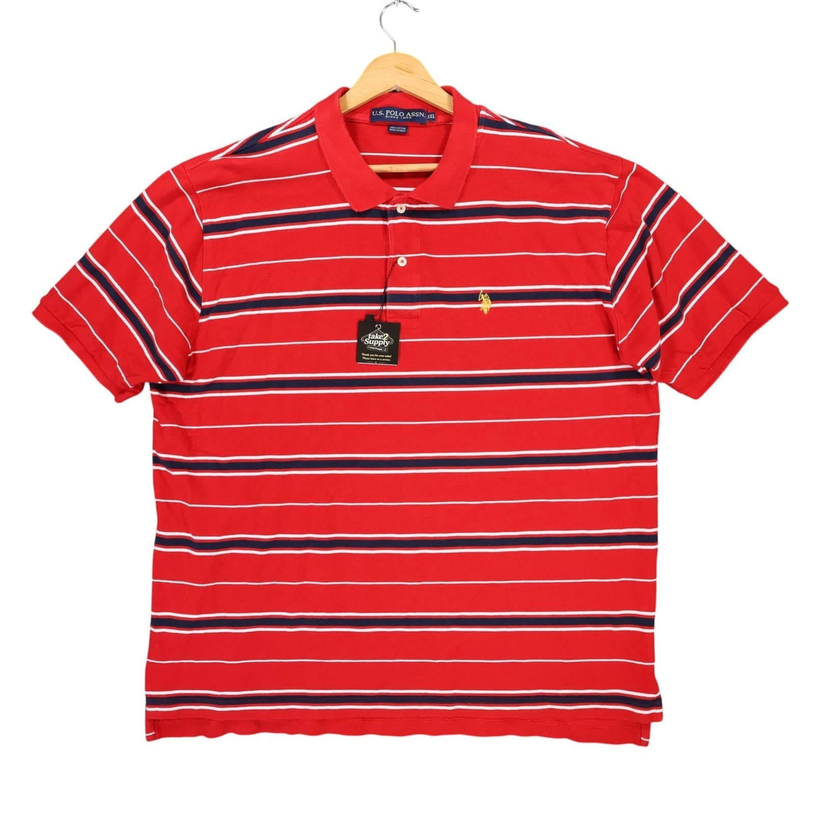 US Polo Assn Polo Mens XXL Red Excellent Striped