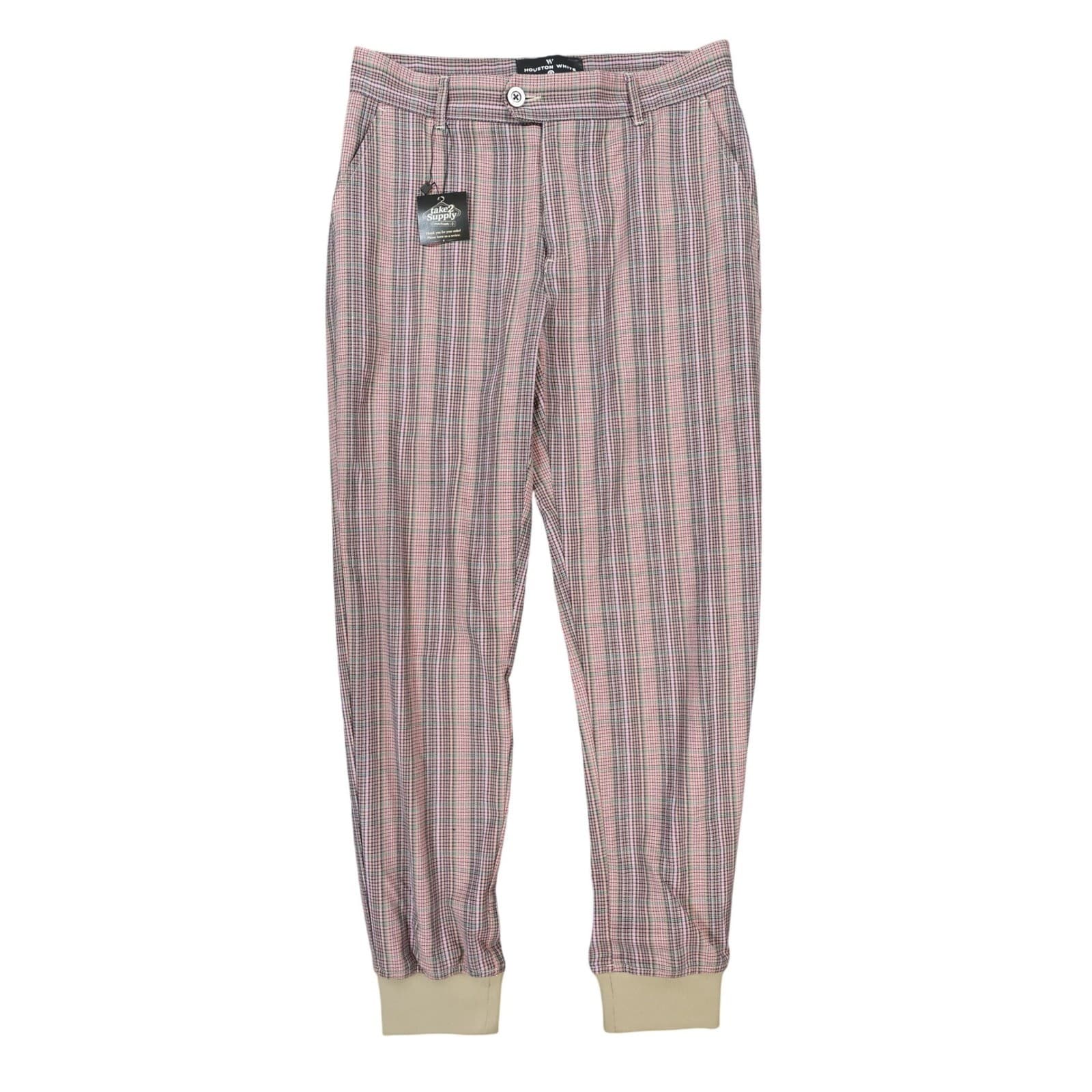Houston White Joggers Womens S Pink Excellent Plaid Pattern