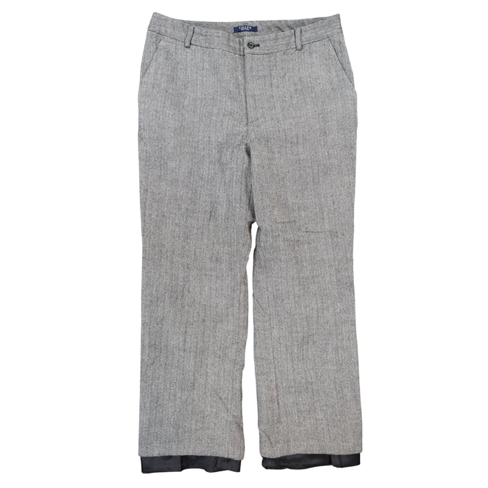 Chaps Dress Pants Womens 12 Gray Excellent Herringbone 100% Wool