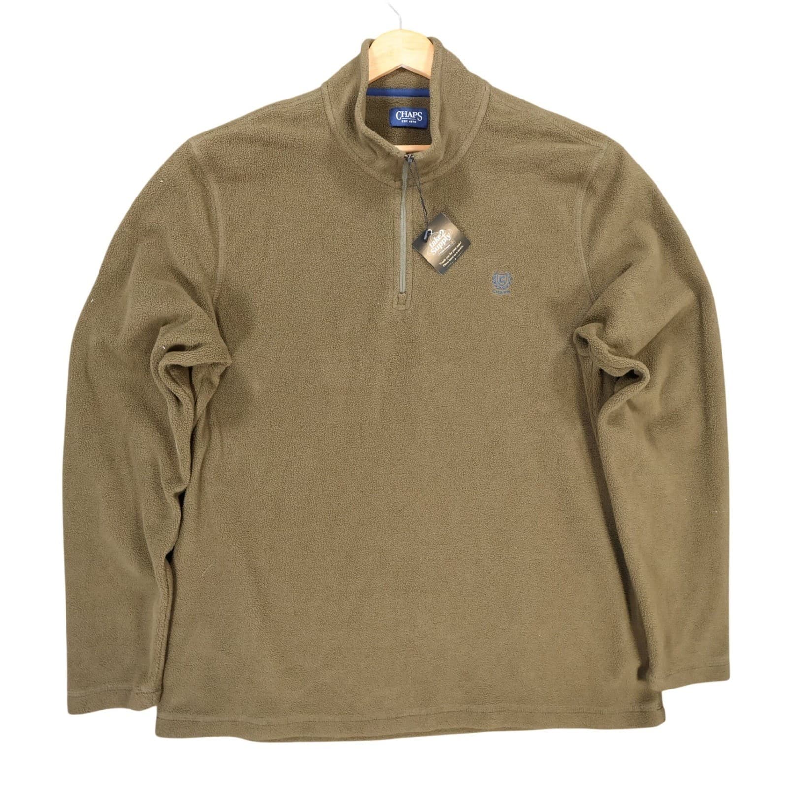 Chaps Quarter Zip Pullover Mens XL Brown Excellent Fleece Sweater
