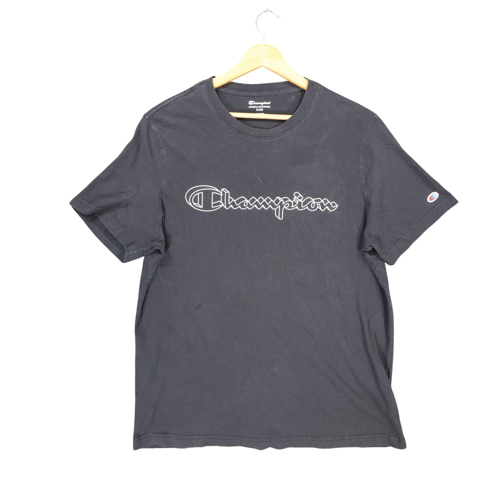 Champion T Shirt Mens XL Black Excellent Script Logo Graphic Tee