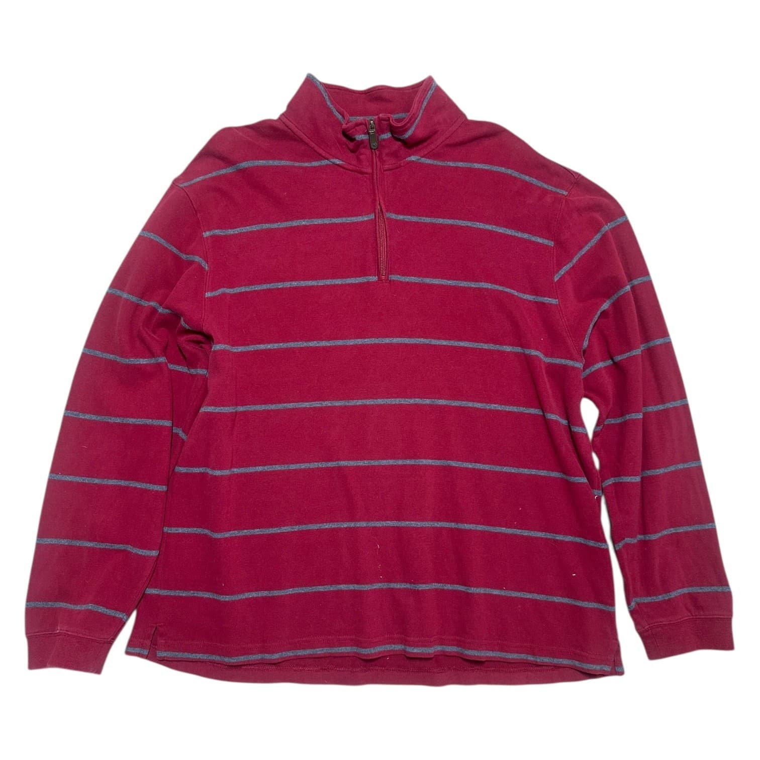 IZOD Pullover Mens XXL Red Excellent Striped Quarter Zip