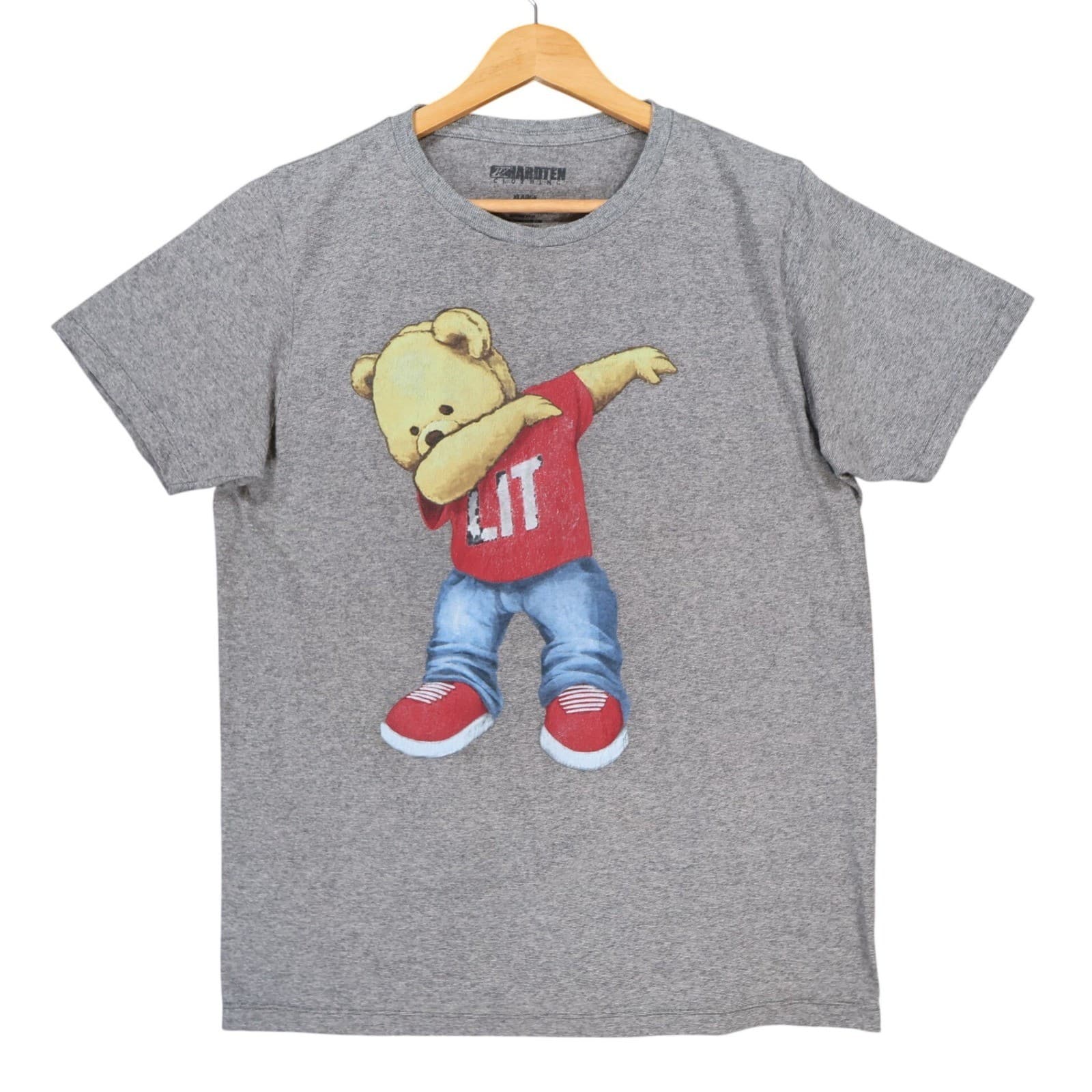 Hard Ten Clothing T-Shirt Mens XL Gray Excellent Dabbing Teddy Bear Graphic