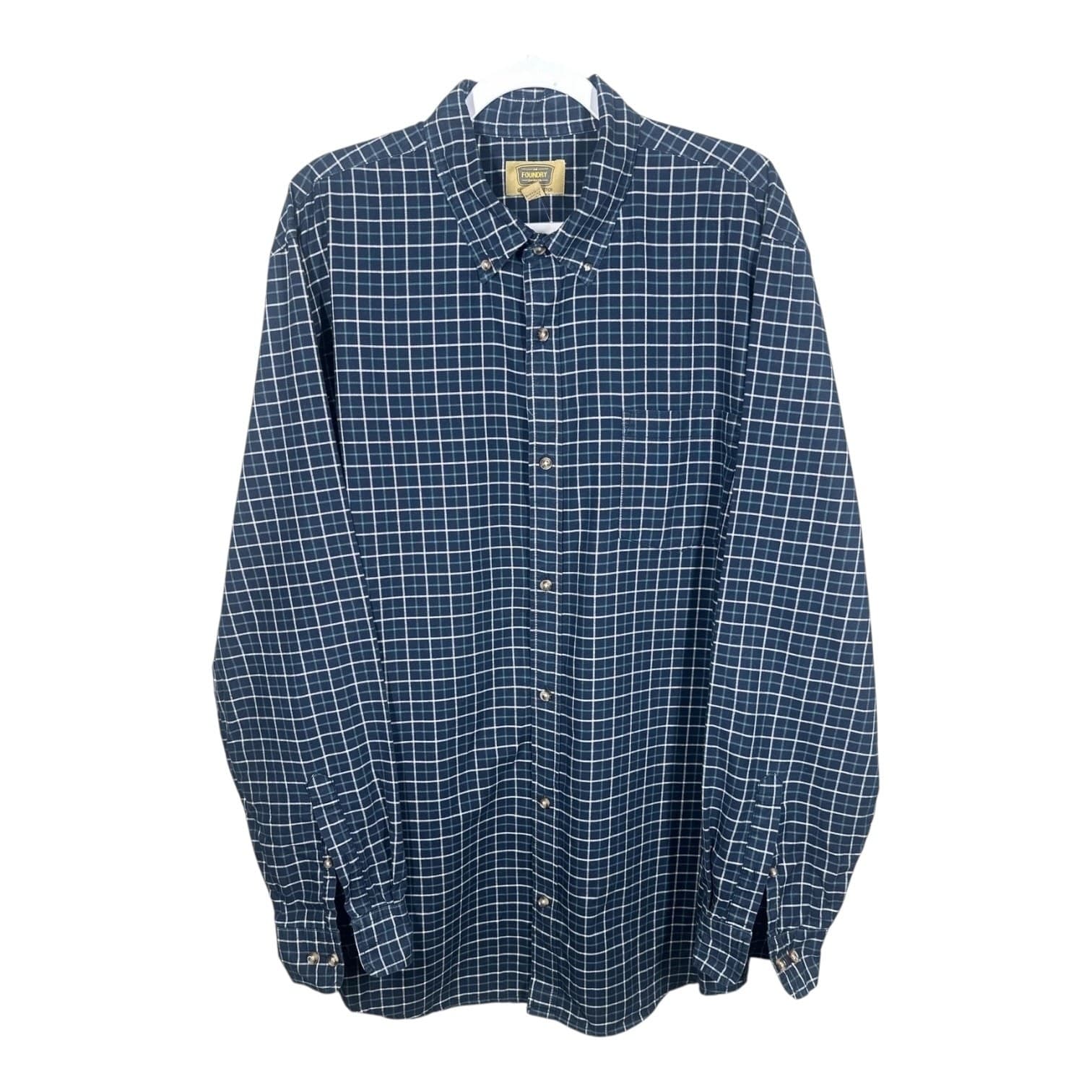 Foundry Supply Mens Blue Button Down Size XLT