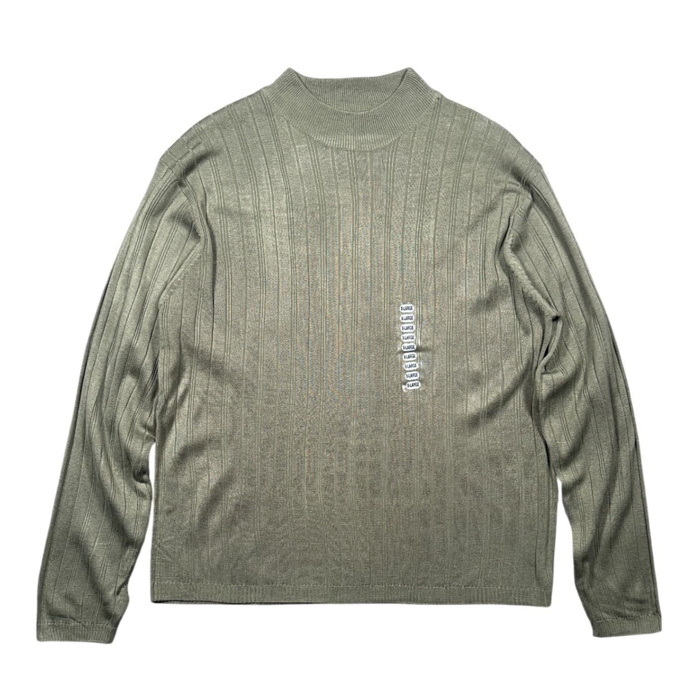Linea Uomo Mock Neck Sweater Mens XL Olive Green New Ribbed Knit Long Sleeve