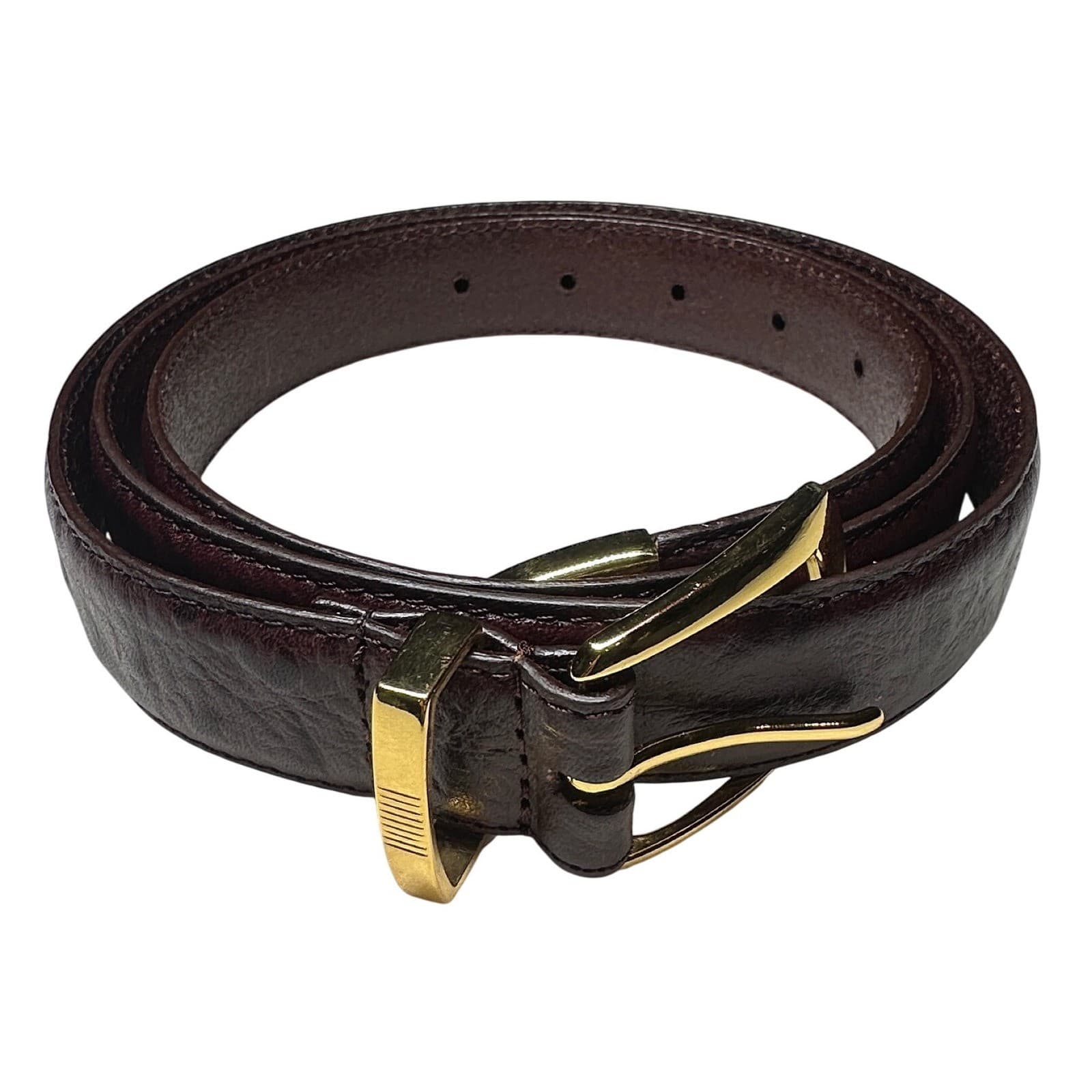 Irvine Park Mens Genuine Leather Belt Gold Buckle Embossed Detail Brown Size 2XL
