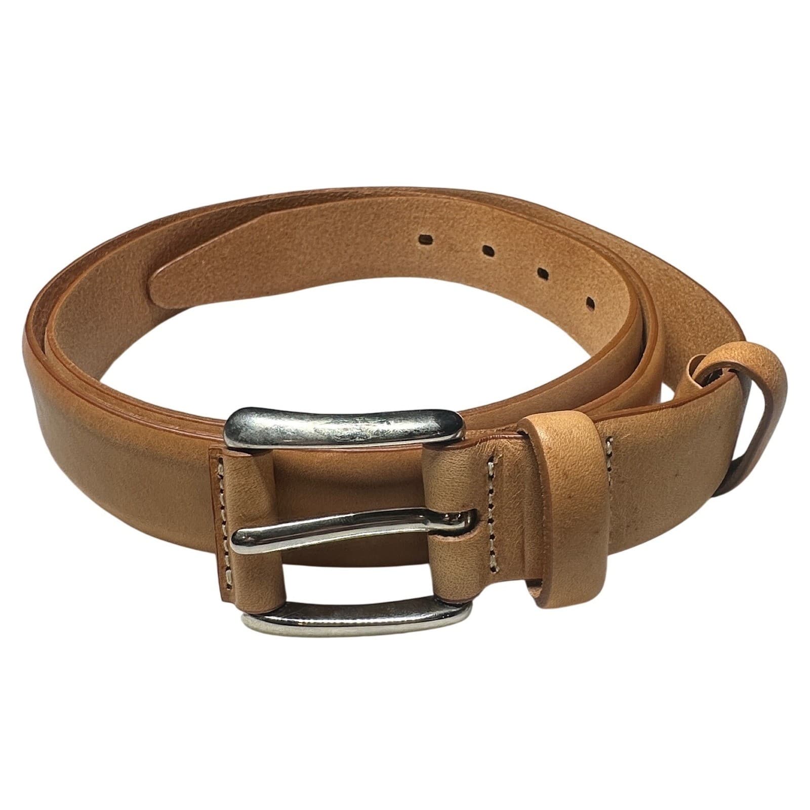 Orvis Genuine Leather Belt Made in Italy Silver Buckle Size 44 110