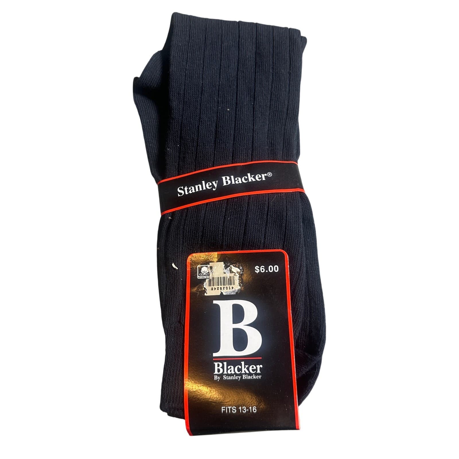 Stanley Blacker Dress Socks Mens 13-16 Navy Blue NEW Vintage 1992 Ribbed Cotton