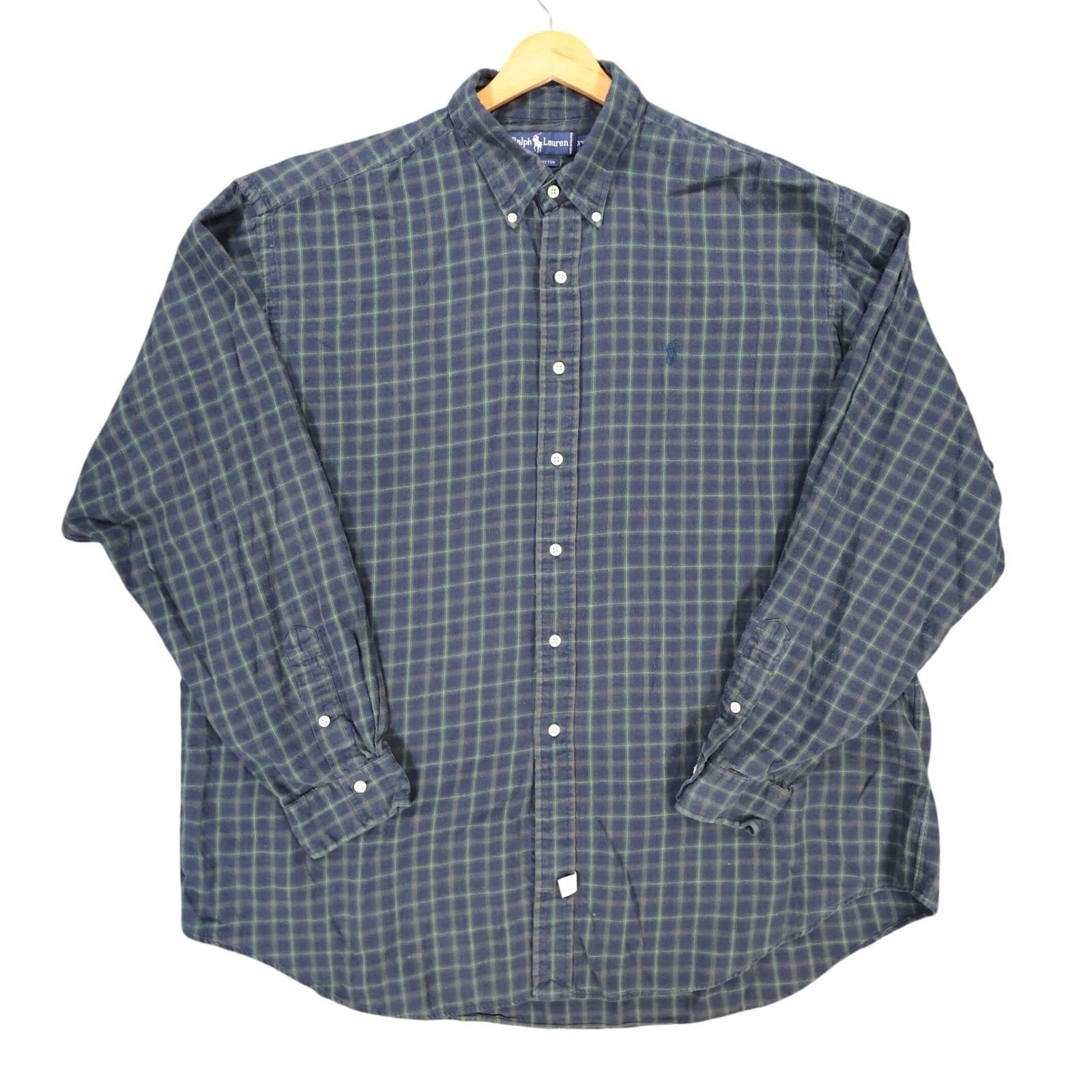 Ralph Lauren Button Up Mens XXL Blue Green Excellent Plaid Long Sleeve