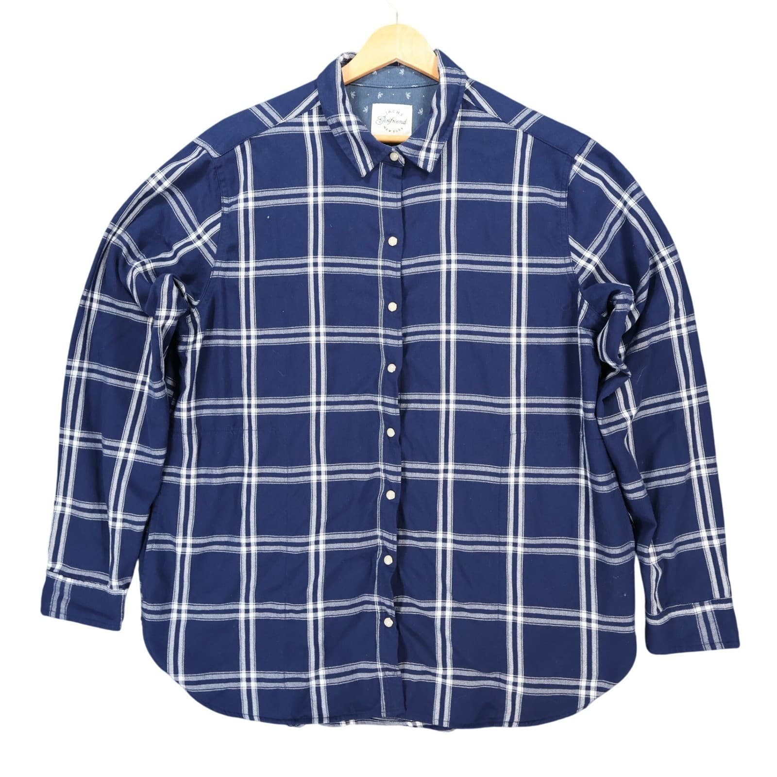 Jachs Girlfriend Button Up Womens XL Blue Excellent Plaid Pattern