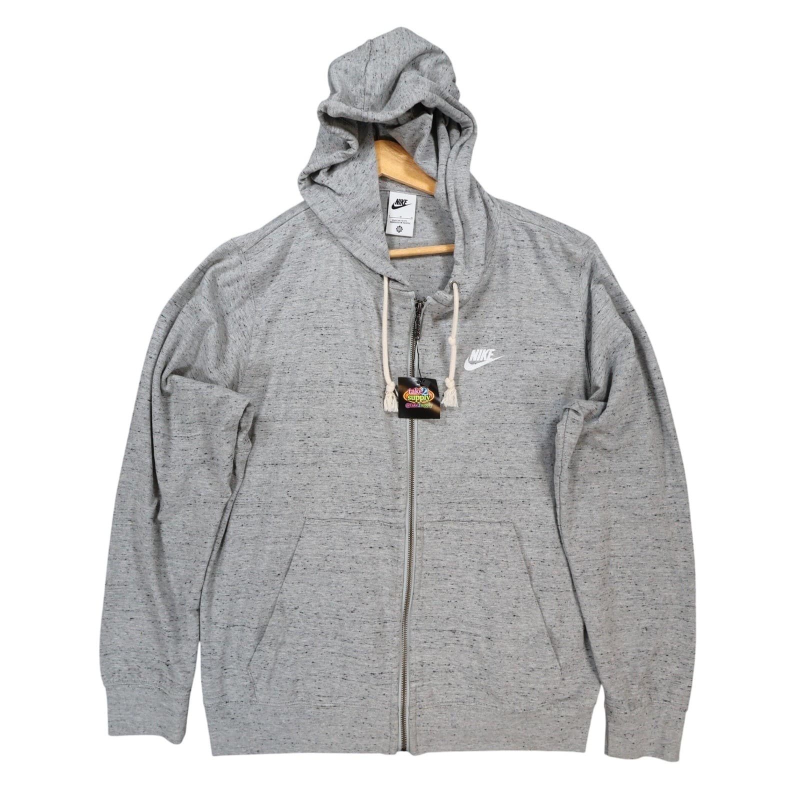 Nike Full Zip Hoodie Mens Large Gray Excellent Speckled Gym Sportswear