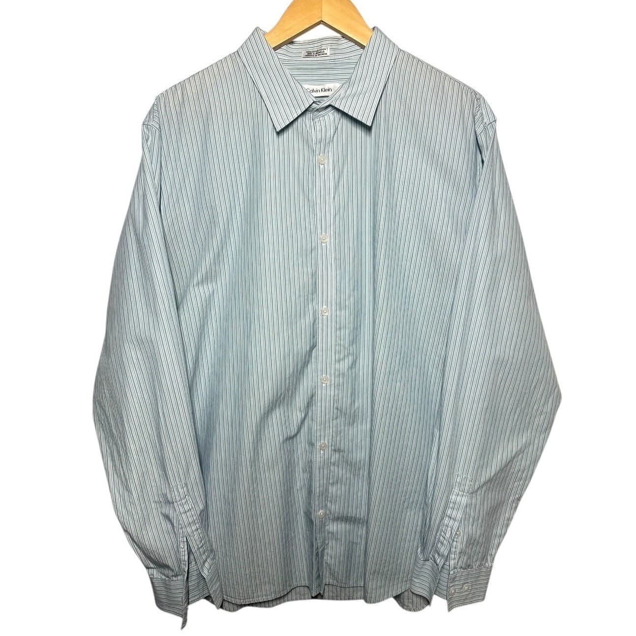 Calvin Klein Mens Striped Dress Shirt XL Tall Cotton Classic Fit Size XL