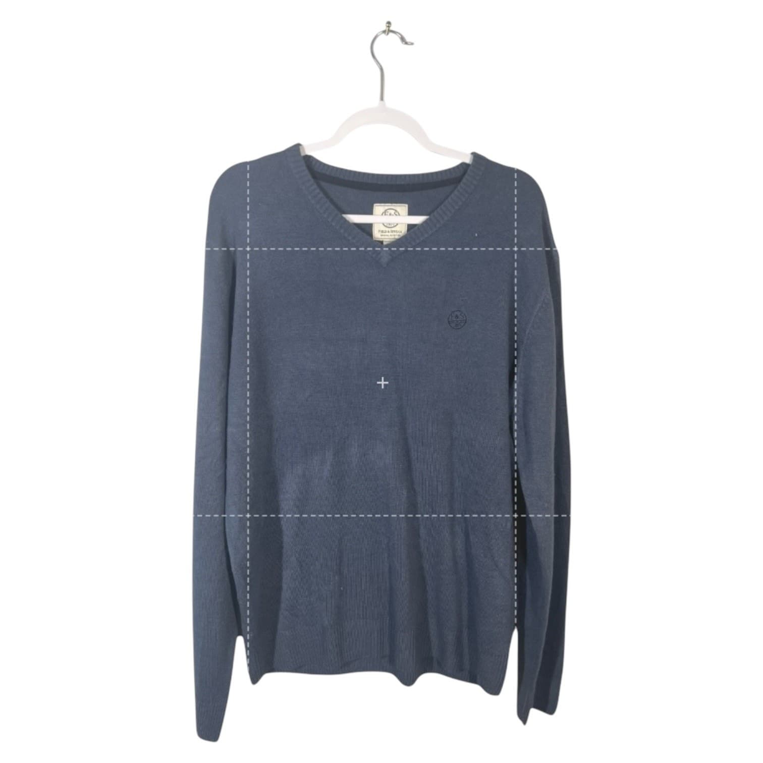 Field & Stream Men's XL Slate Blue V-Neck Knit Acrylic Sweater Jumper