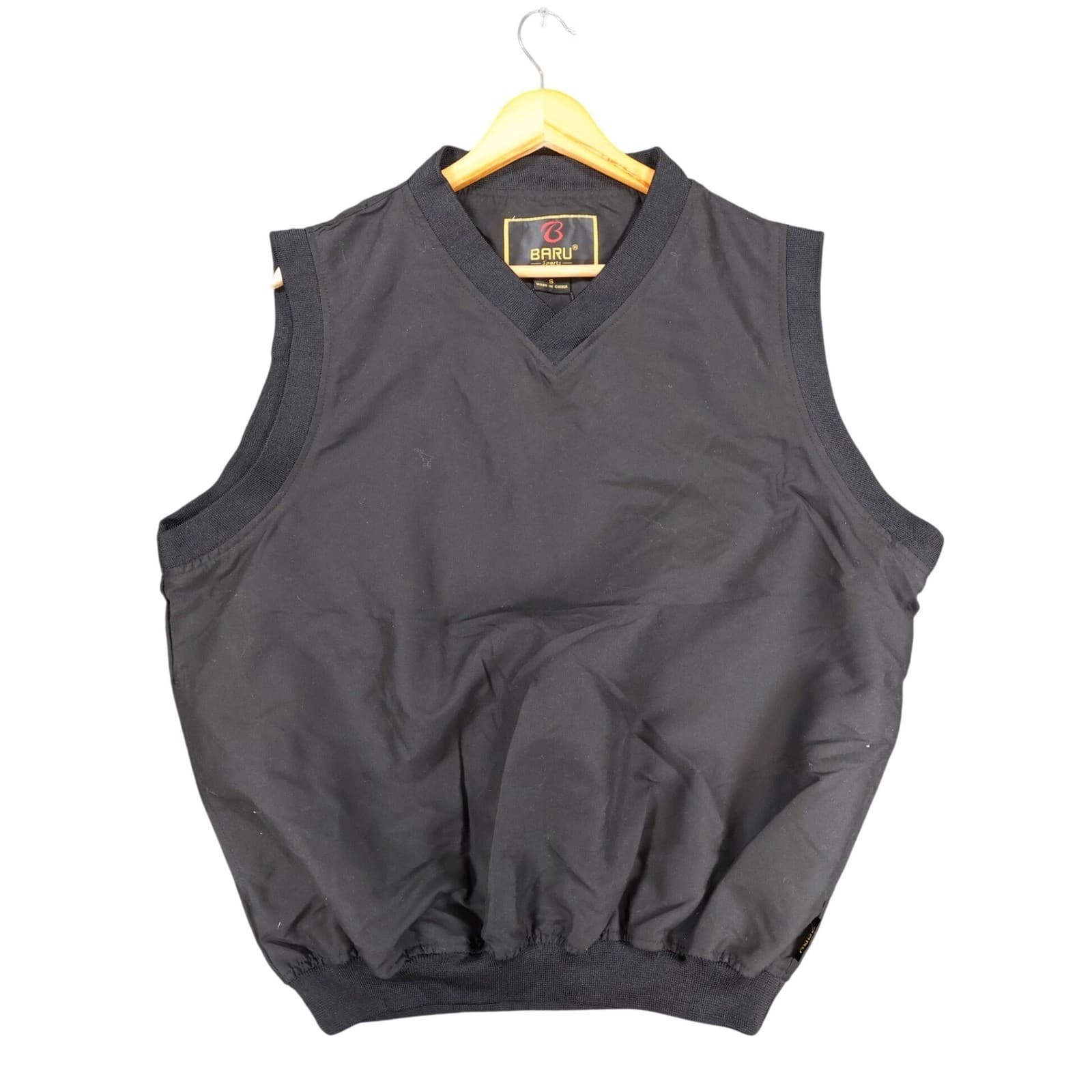 Baru Sports Vest Mens Small Black Synthetic V-Neck Golf Windbreaker Layer