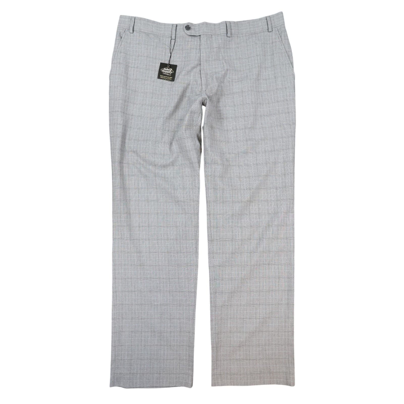 Perry Ellis Dress Pants Mens 40x32 Gray Polyester Viscose Plaid Portfolio Slacks
