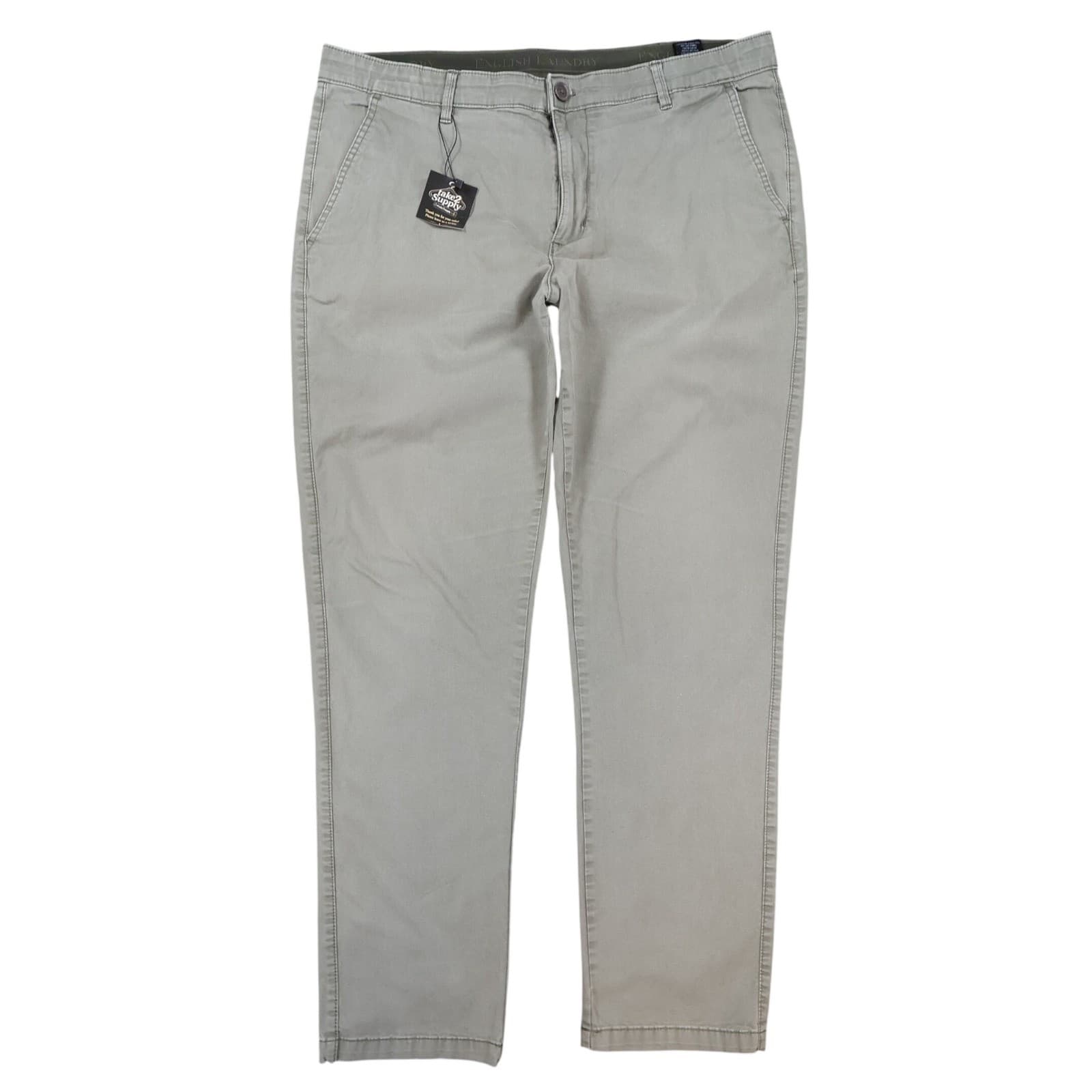 English Laundry Chino Pants Mens 38x32 Olive Green Cotton Stretch Straight Fit