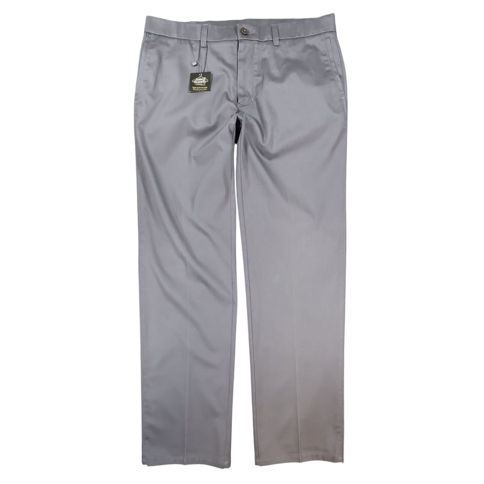 Haggar H26 Chino Pants Mens 36x32 Gray Cotton Blend Stretch Straight Leg