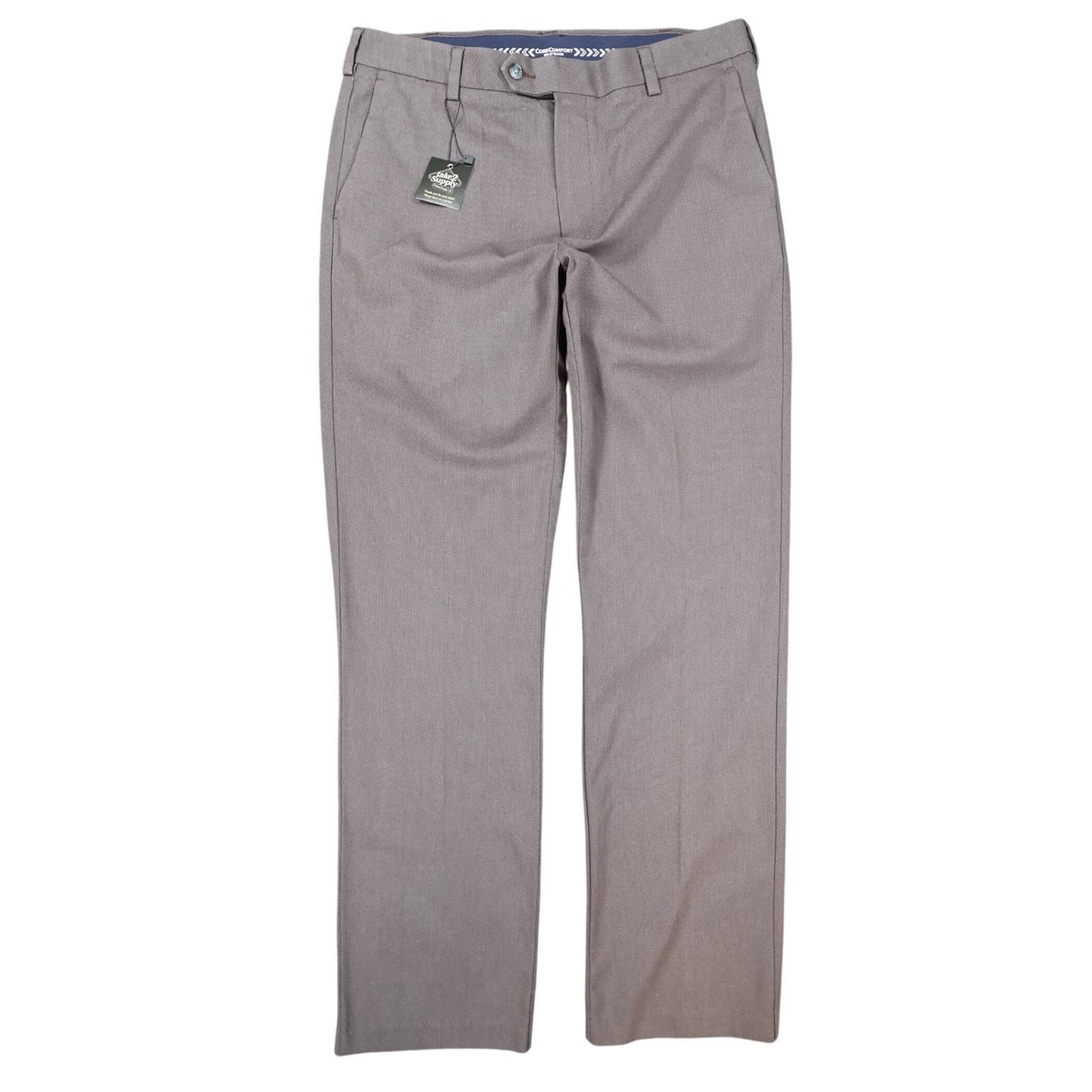 Roundtree & Yorke TravelSmart Pants Mens 36x32 Brown Cotton Stretch Dress Chino