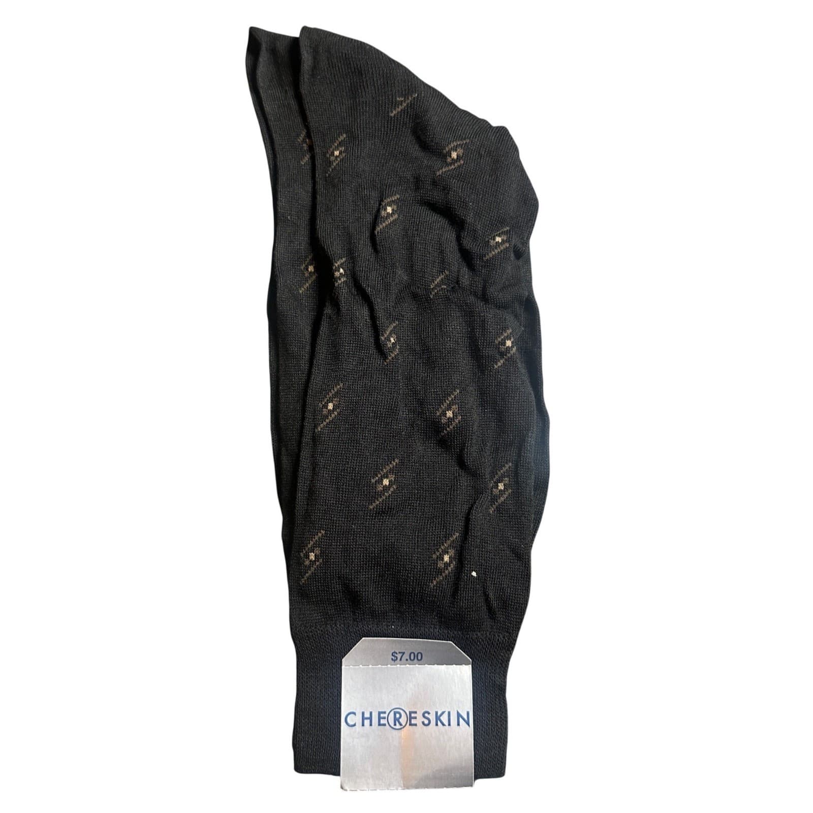 Chereskin Dress Socks Mens Size 10-13 Black New Geometric Cotton Blend USA Made