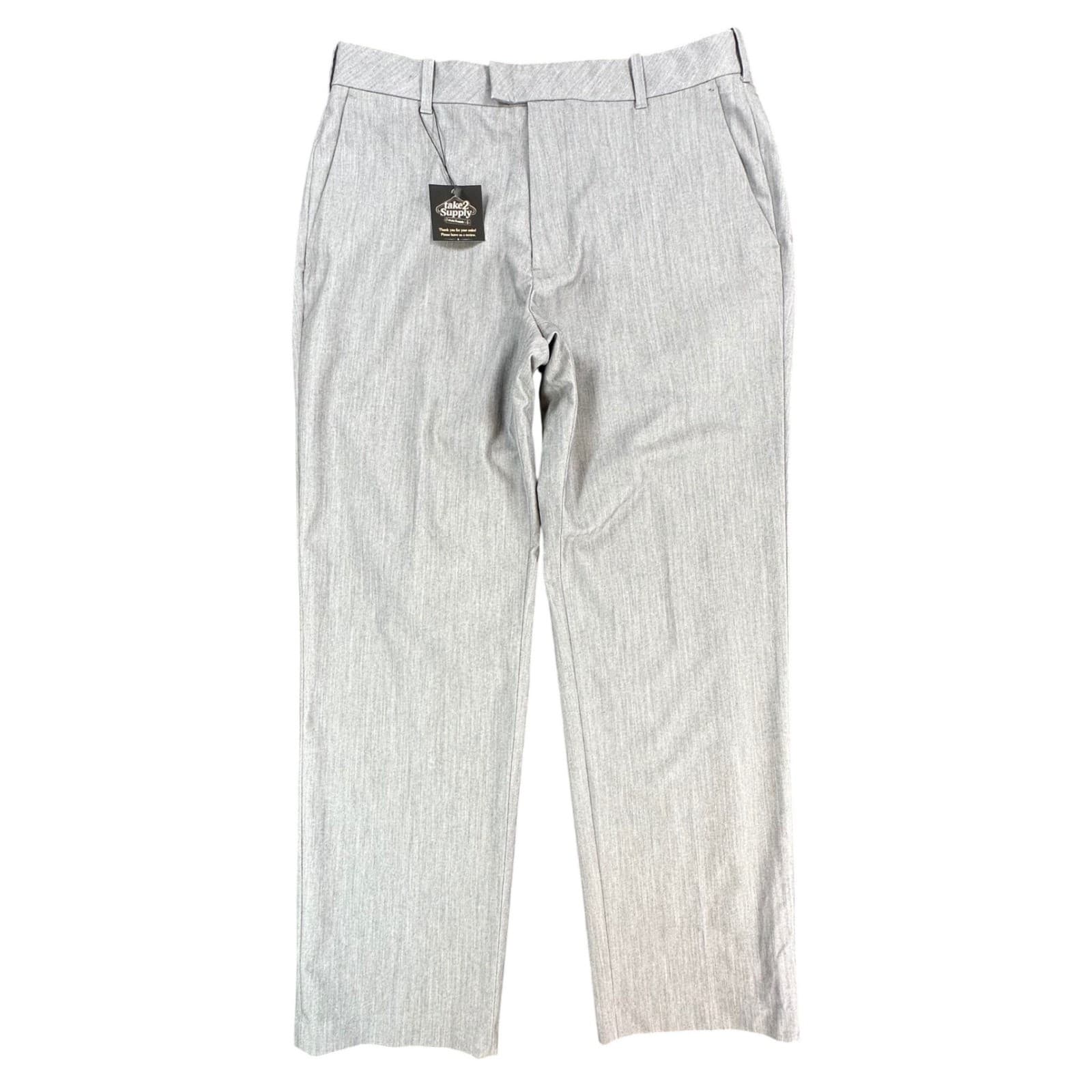 Van Heusen Dress Pants Mens 32x29 Gray Polyester Rayon Stretch Flat Front Slacks