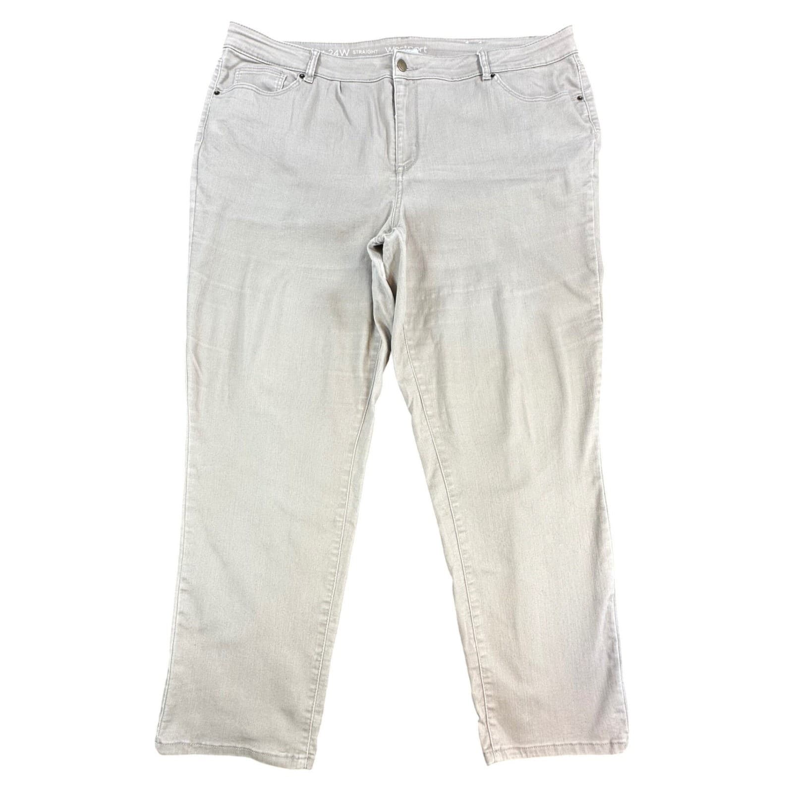 Westport Straight Leg Jeans Women 24W Tan Cotton Blend Signature Fit Stretch