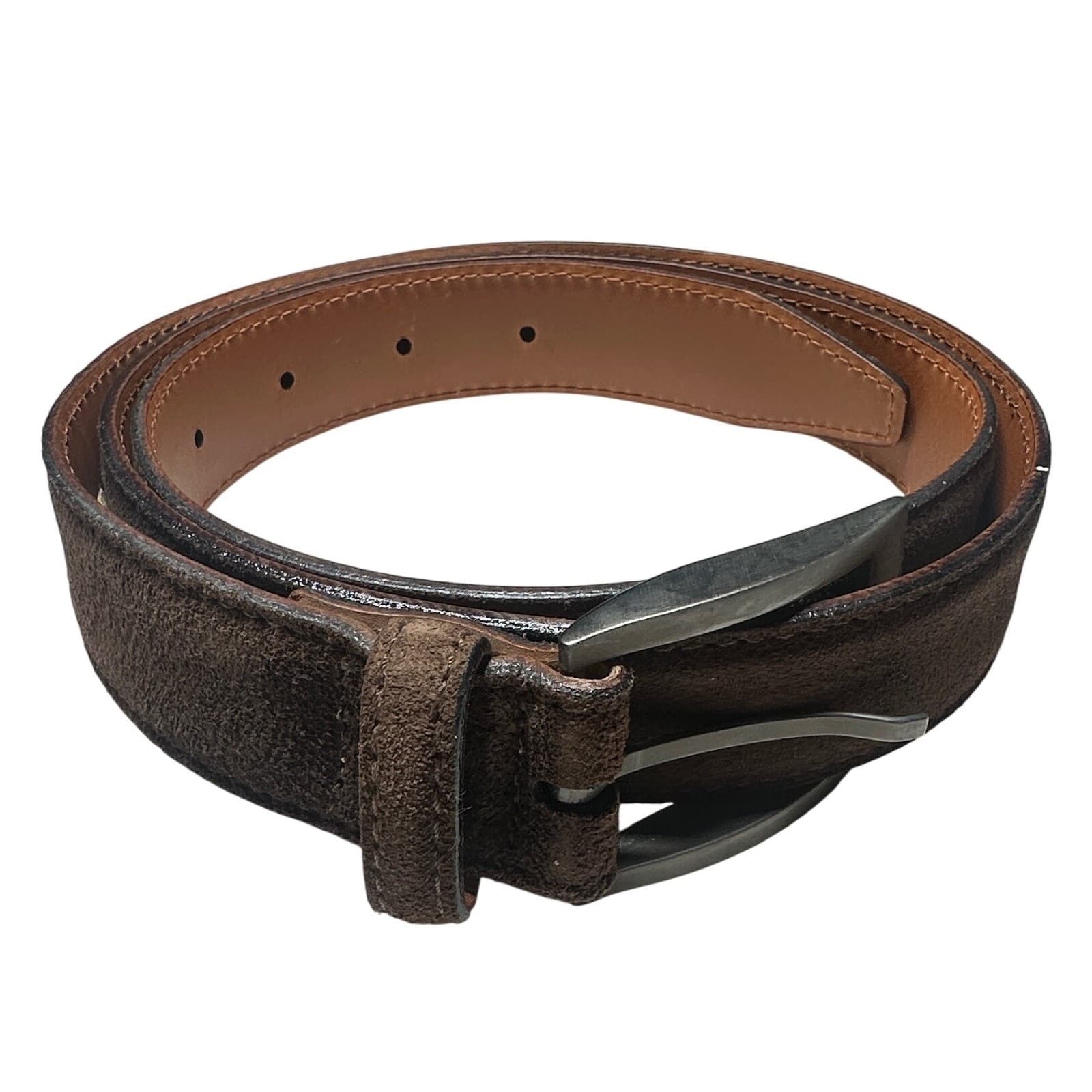 Vintage Bachrach Mens Genuine Leather Suede Belt Size 44 Buckle Made in Italy
