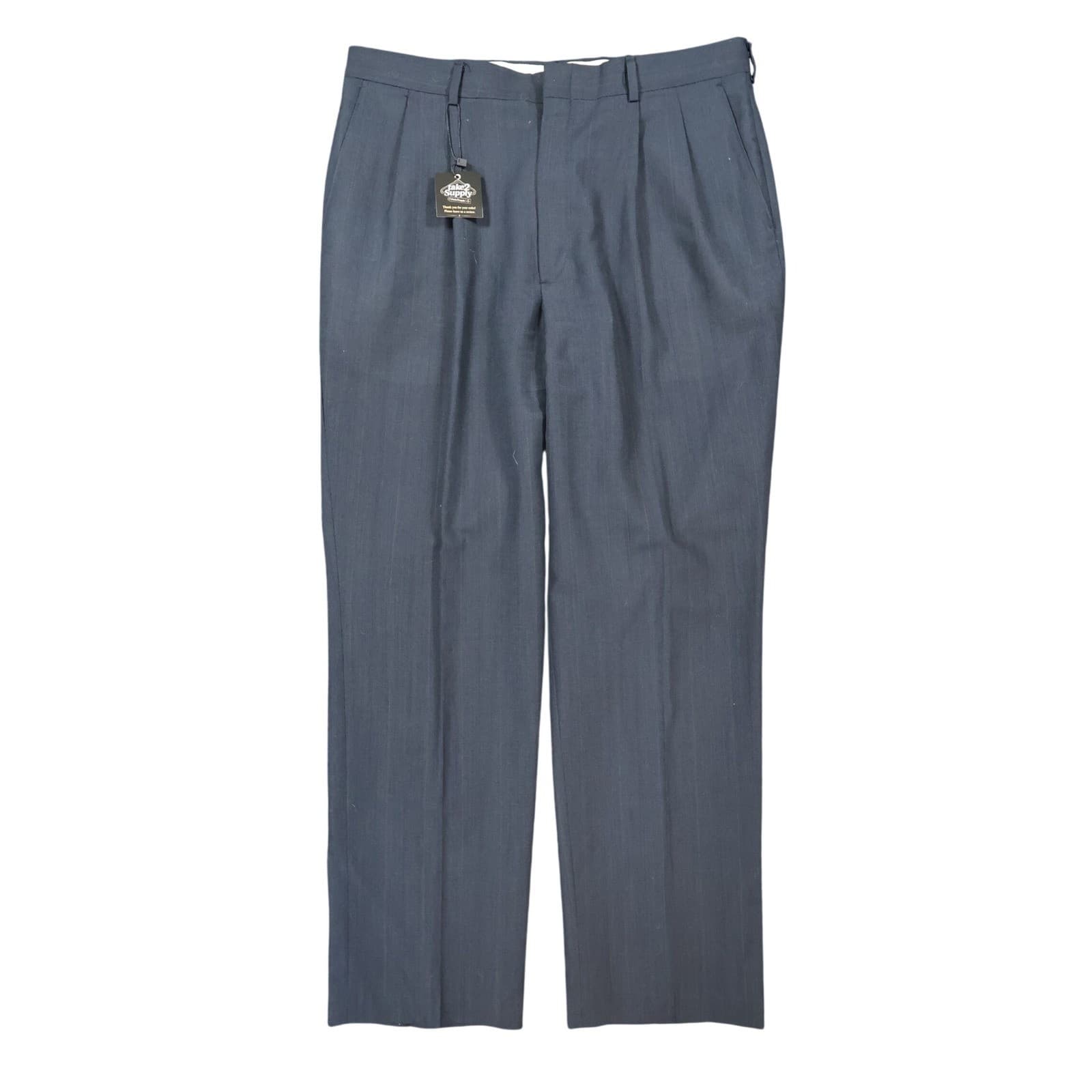 Haggar Dress Pants Mens 36x29 Blue Excellent Pinstripe Pleated
