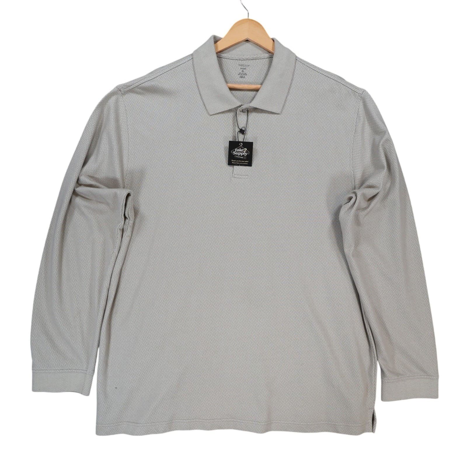 Van Heusen Polo Mens XL Beige Excellent Long Sleeve Textured Knit