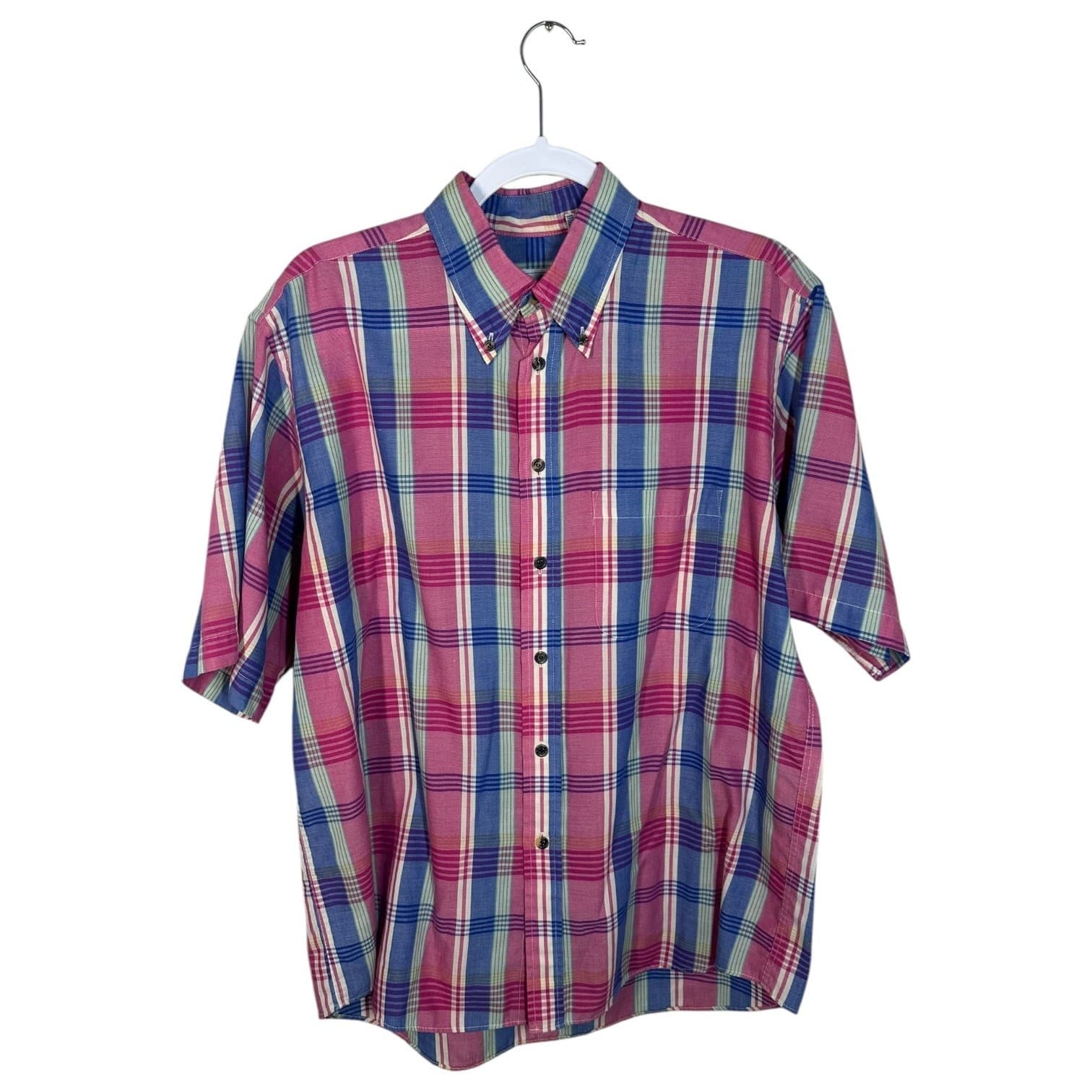 Apparel Workshop Men’s Large Red Plaid Short-Sleeve Button-Down Shirt