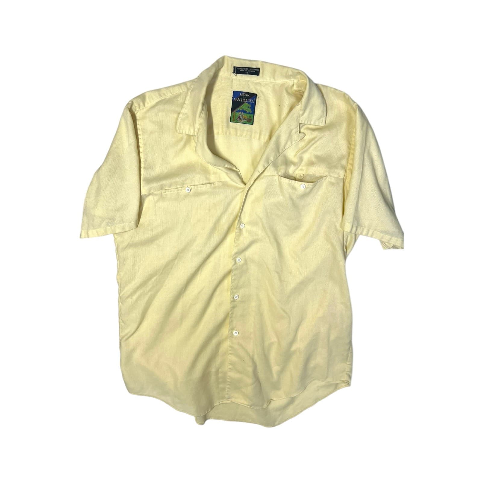 Van Heusen Gear Yellow Button-Down Shirt Men’s Large – Classic Casual Top