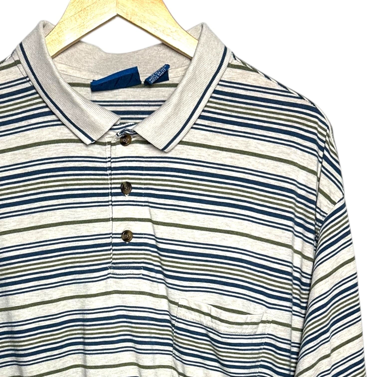 Towncraft Size XL Men's Striped Polo Shirt Short Sleeve Cotton Blend
