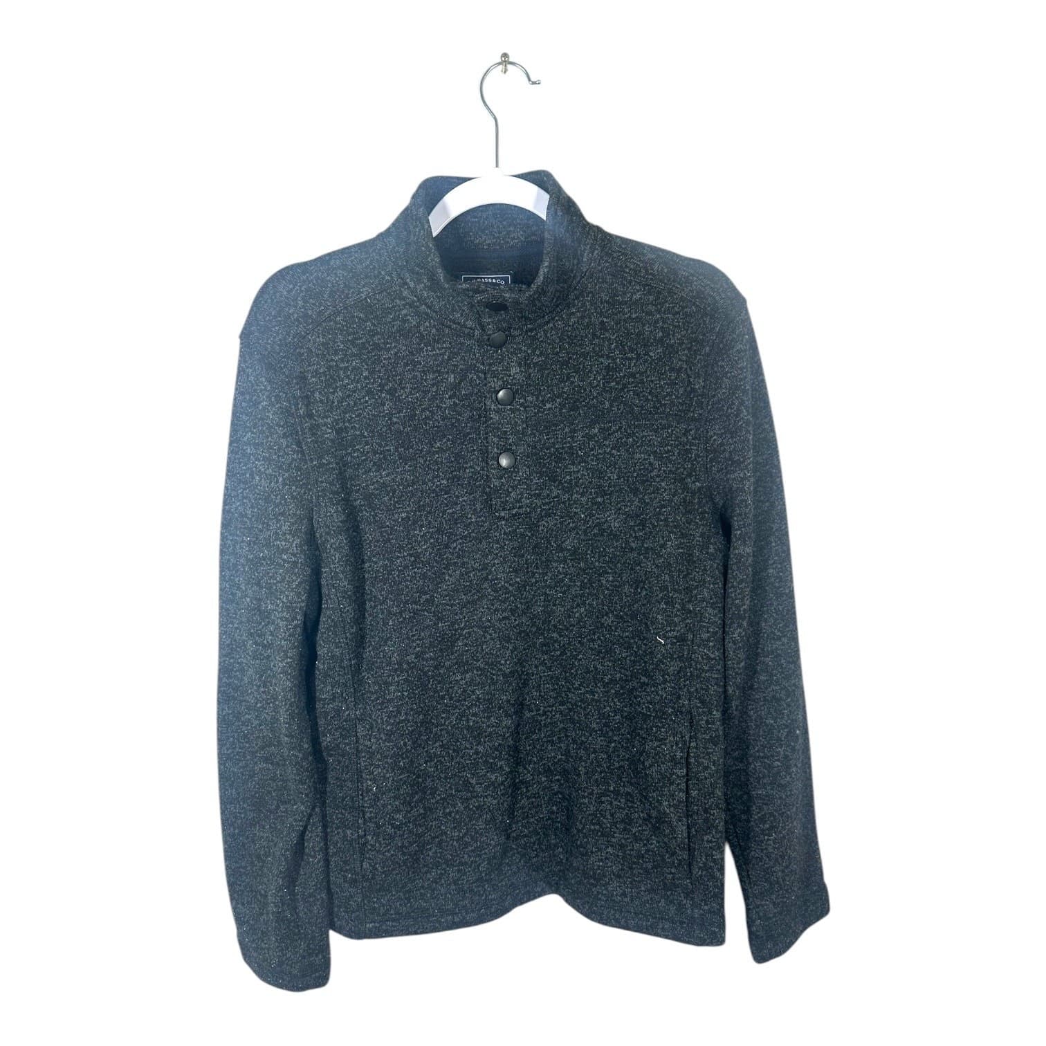 G.H. Bass & Co Men's Small Black Quarter-Button Pullover Sweater