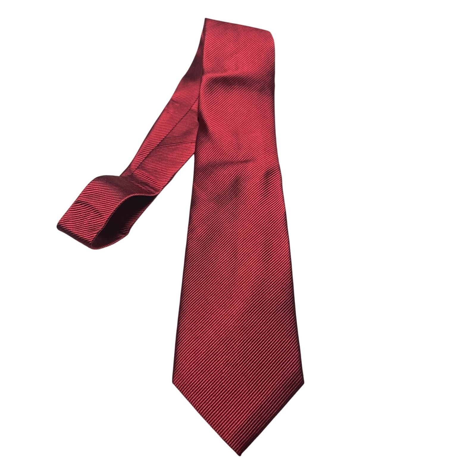 Bachrach Mens Burgundy Red Diagonal Ribbed Classic Necktie