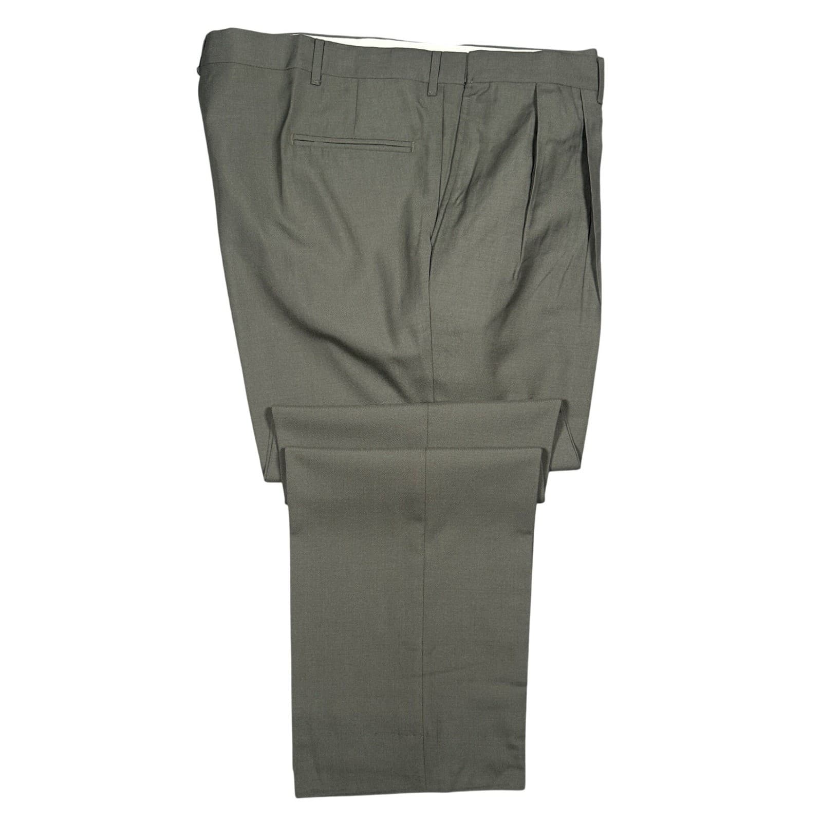 Norm Thompson Dress Pants Mens 44 Long Gray Excellent Pleated Worsted Wool Blend
